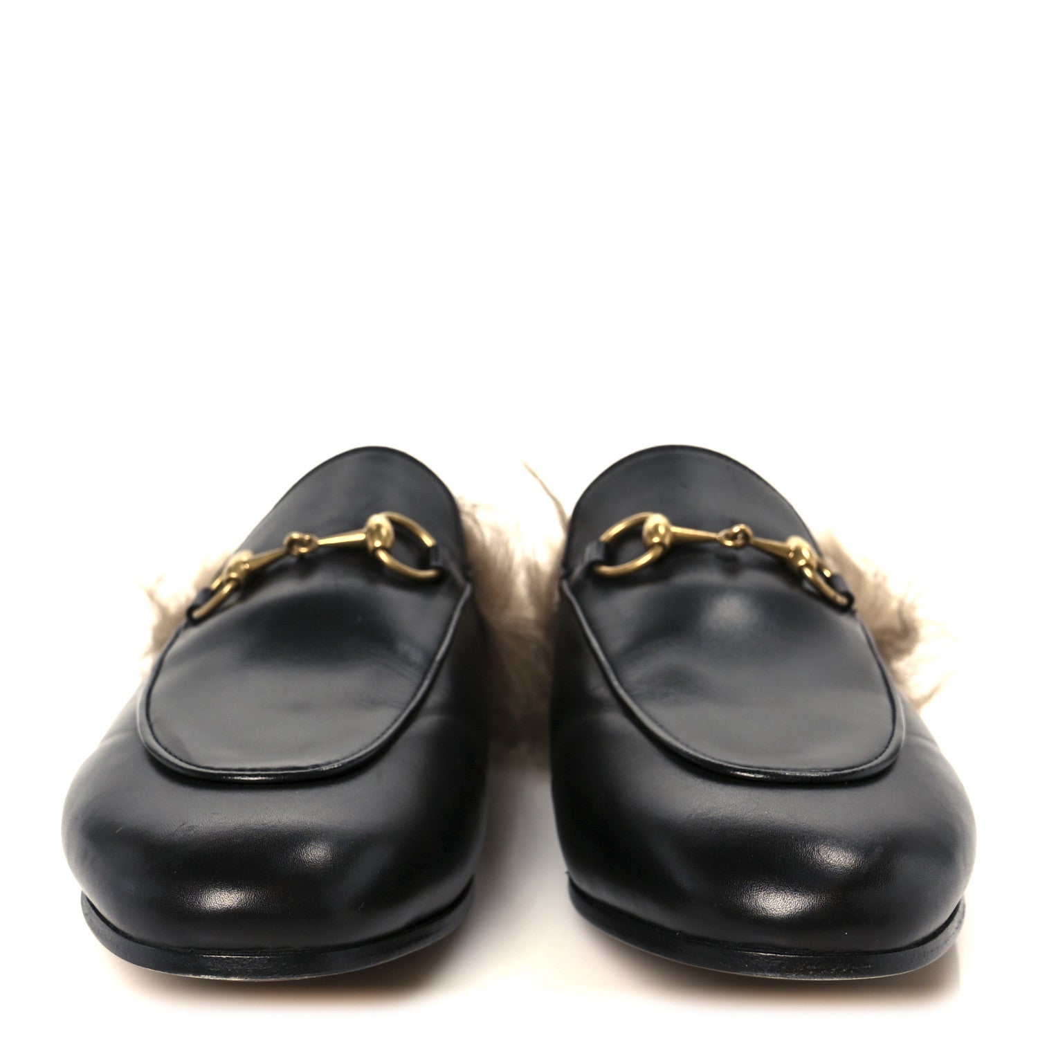 Calfskin Fur Womens Princetown Slippers 36.5 Black