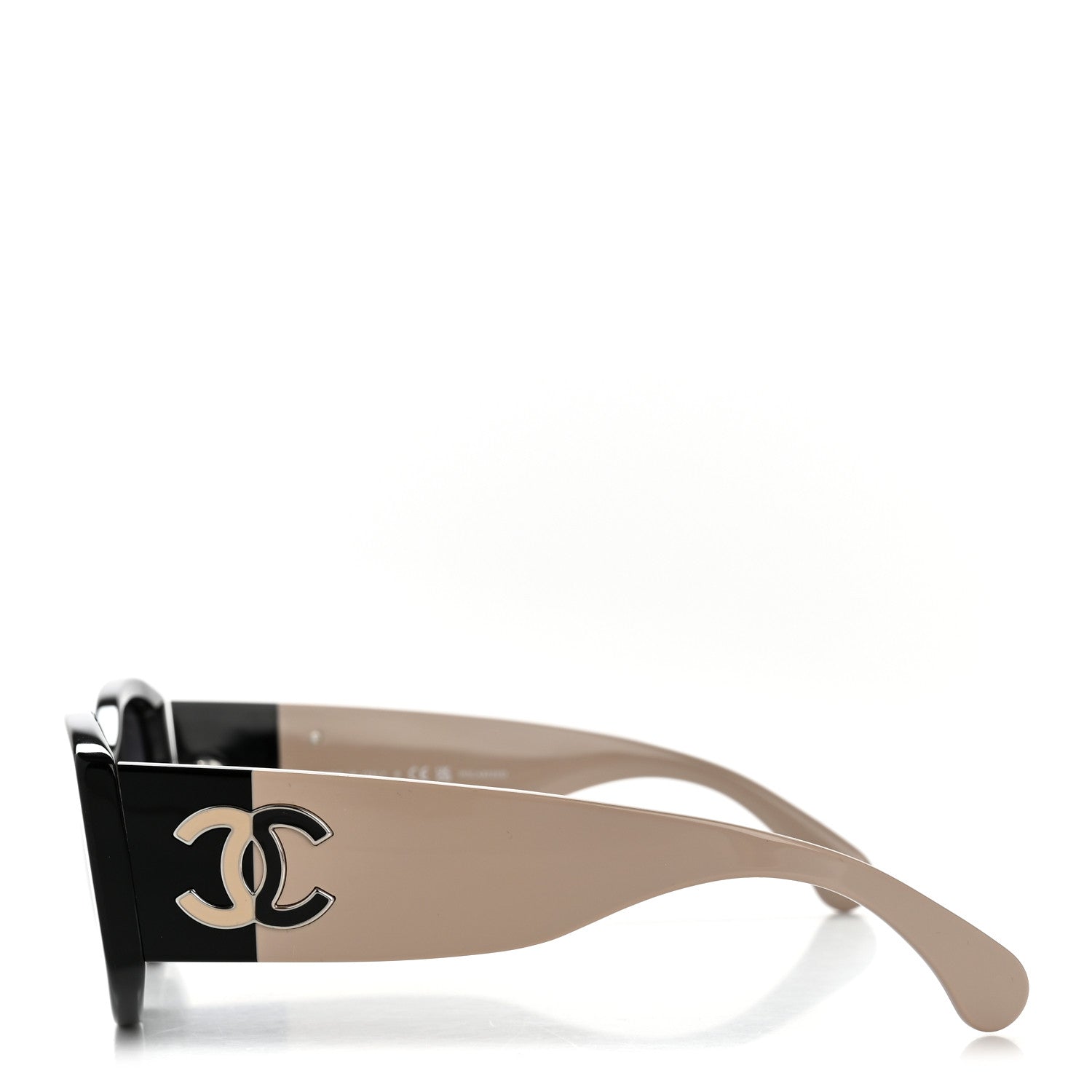 Acetate Oval Sunglasses 5524-A Black Beige