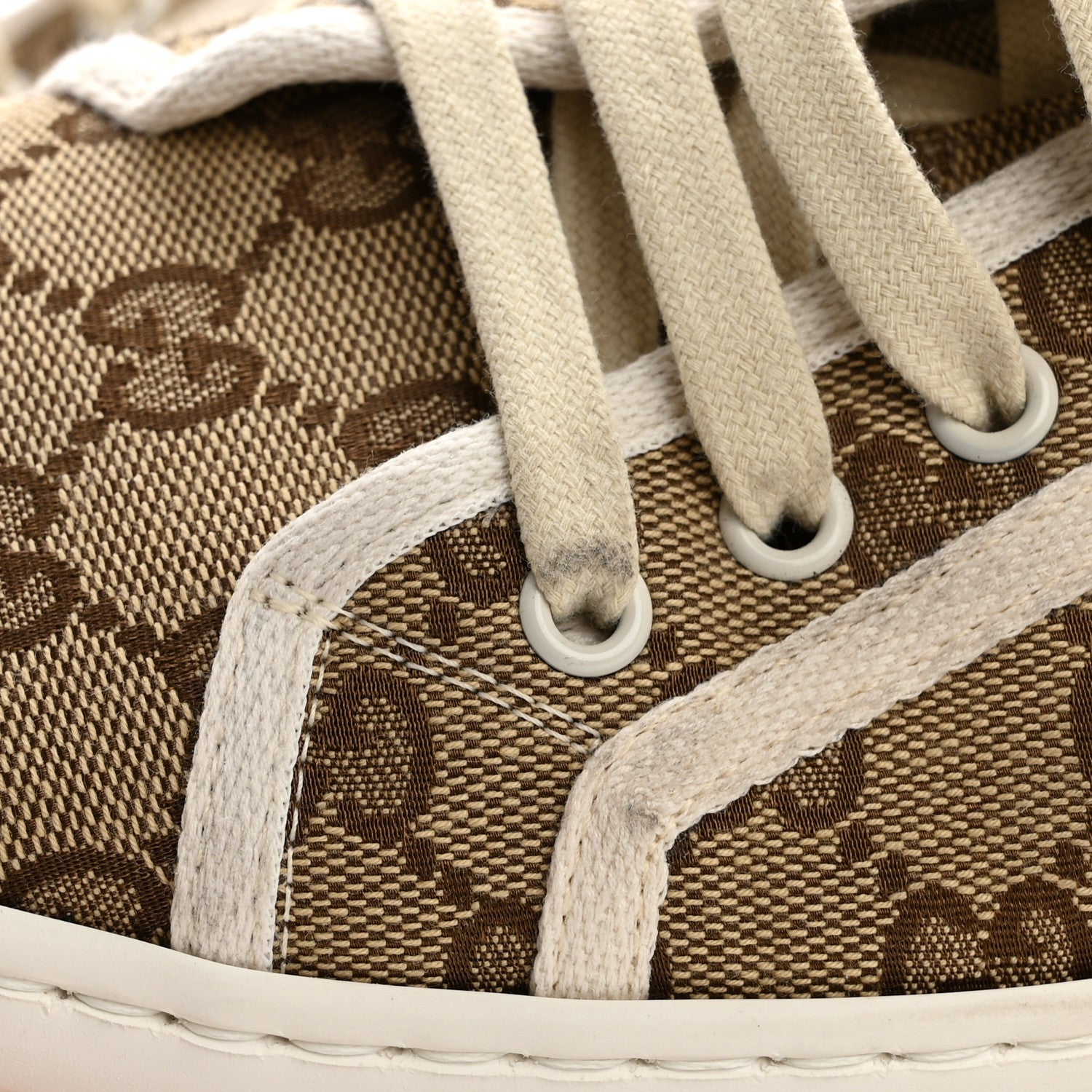 GG Monogram Mens 1977 Tennis Platform 52mm Sneakers 8 Beige Ebony Mystic White