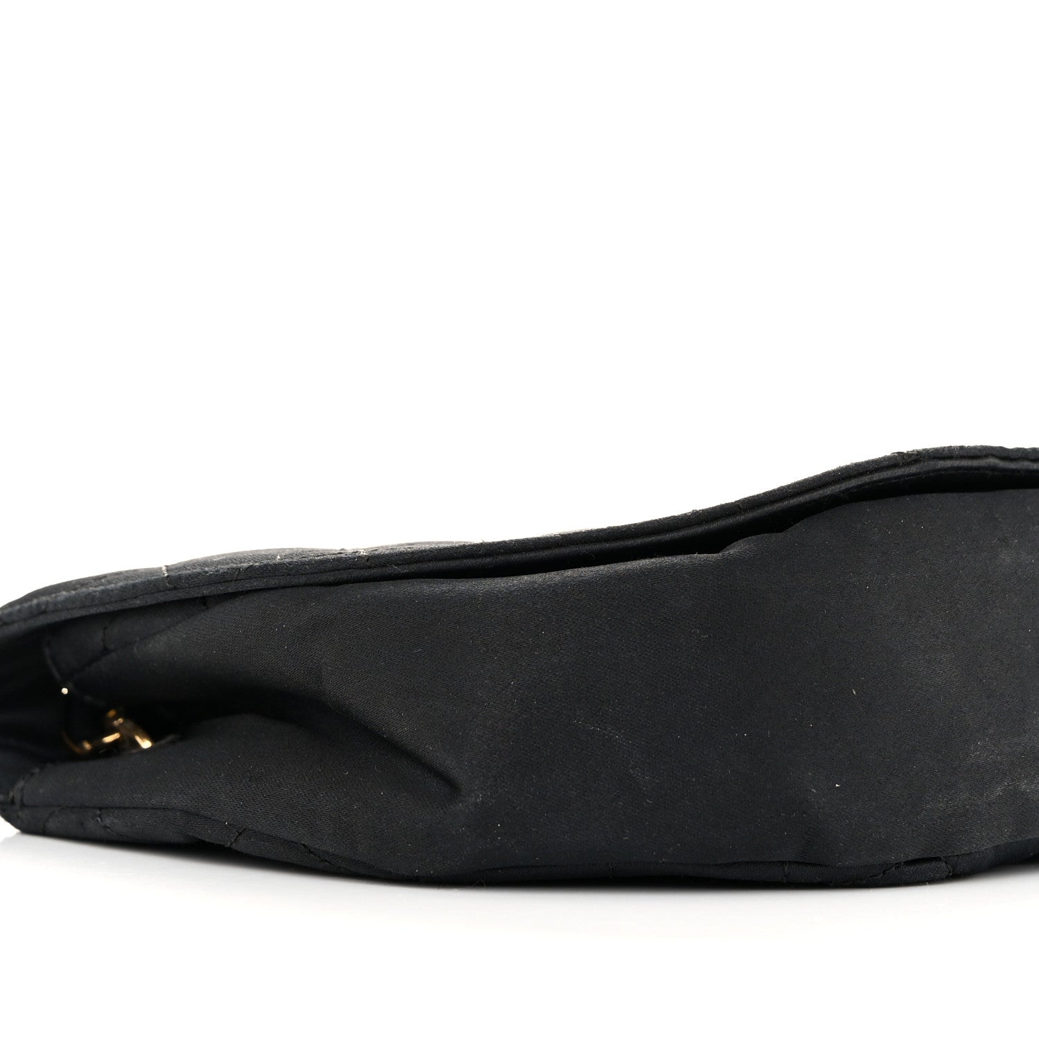 Satin Quilted Half Moon Flap Black