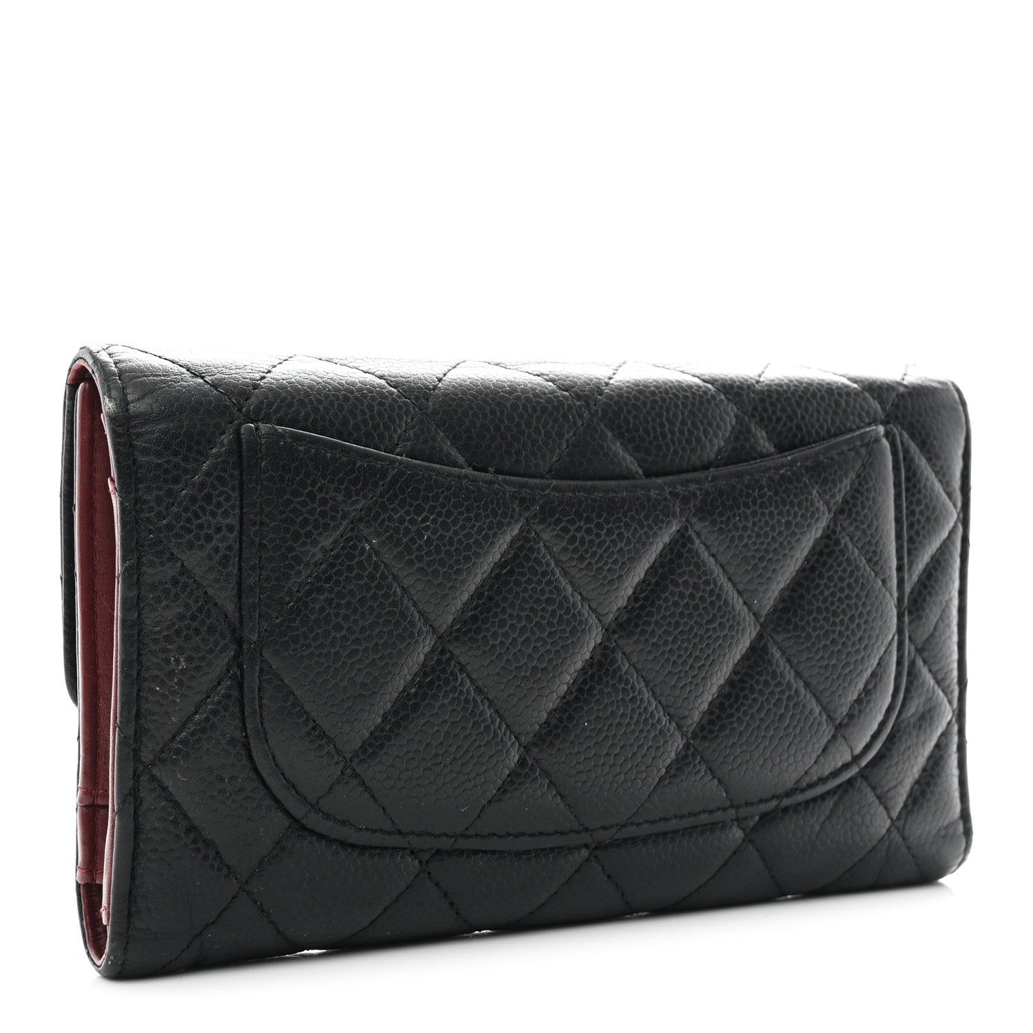 Caviar Quilted Long Flap Wallet Black