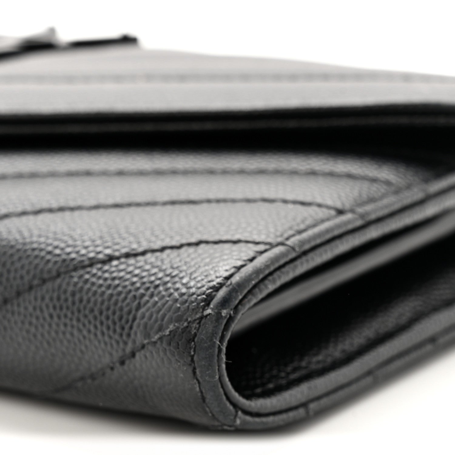 Grain De Poudre Matelasse Chevron Monogram Flap Wallet Black