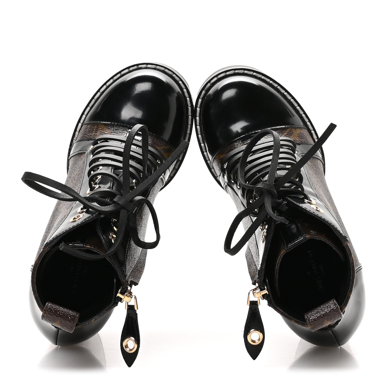 Patent Calfskin Monogram Star Trail Ankle Boots 35.5 Black