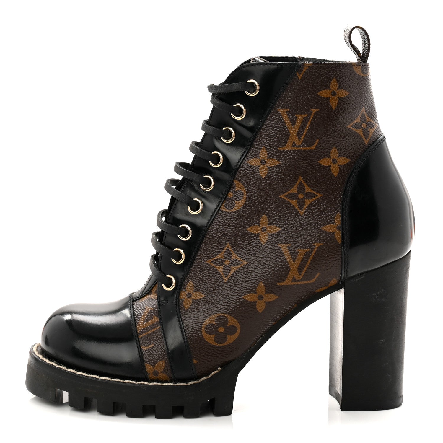 Patent Calfskin Monogram Star Trail Ankle Boots 37.5 Black