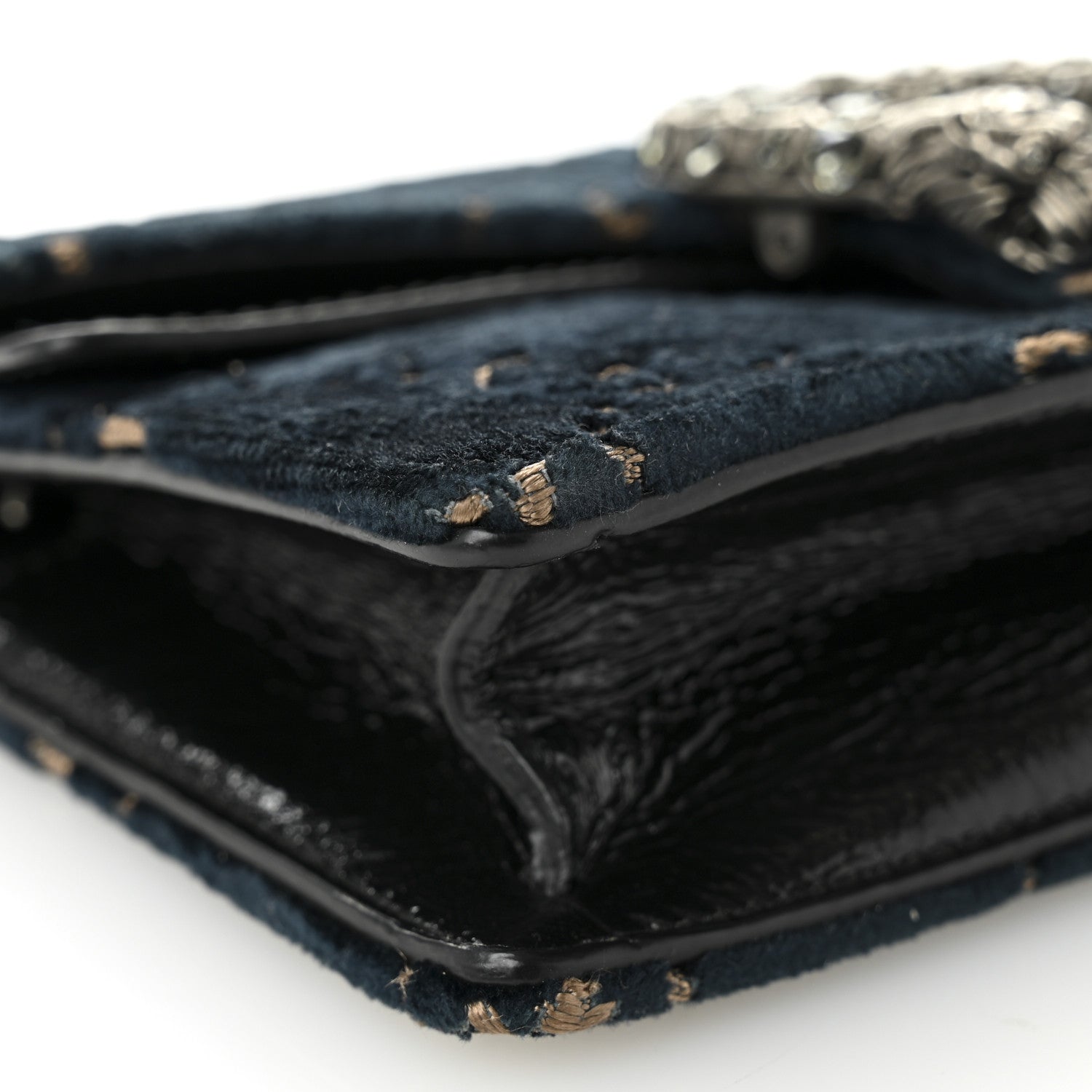 Velvet GG Monogram Super Mini Dionysus Shoulder Bag Blue Beige Black