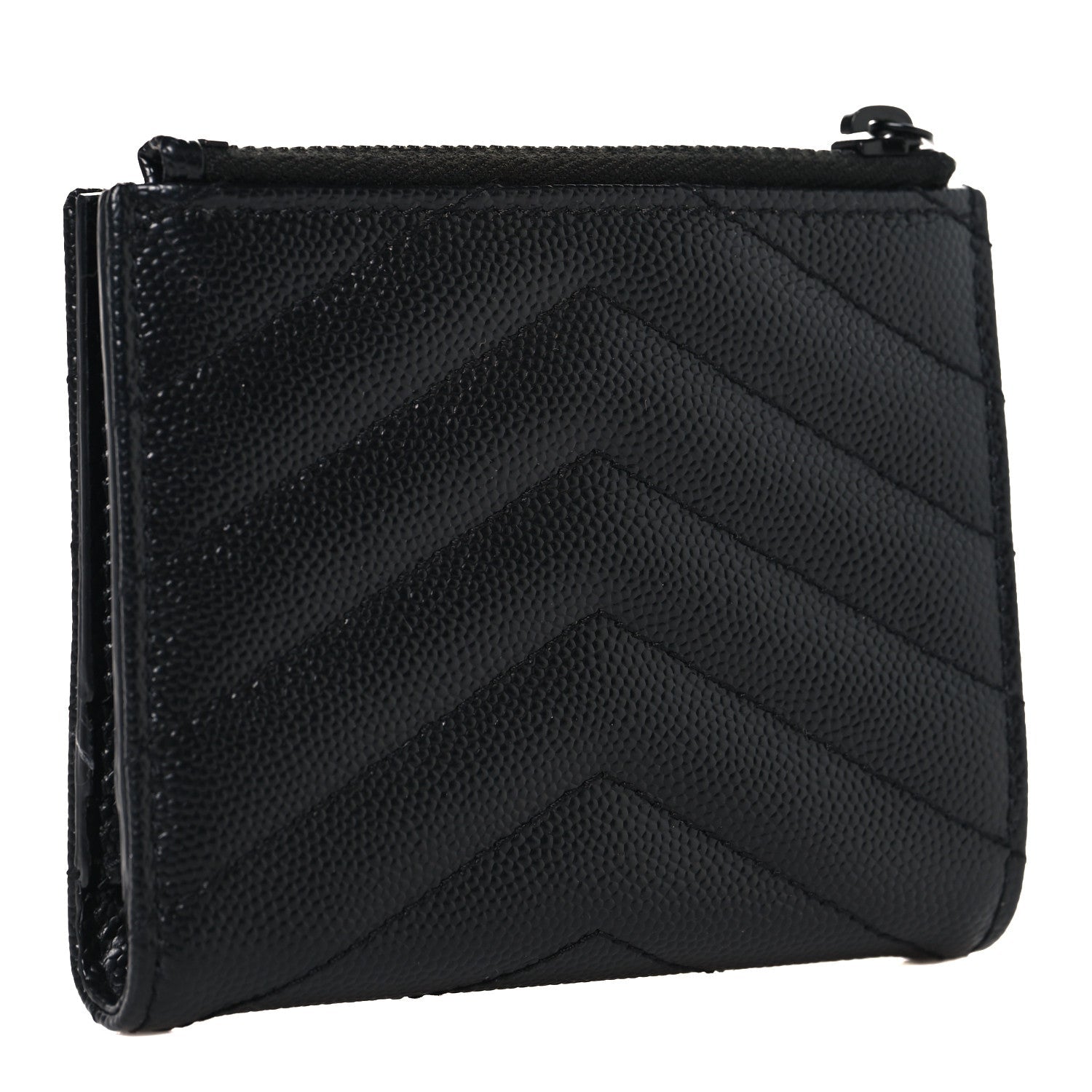 Grain De Poudre Matelasse Chevron Monogram Zipped Card Case Black