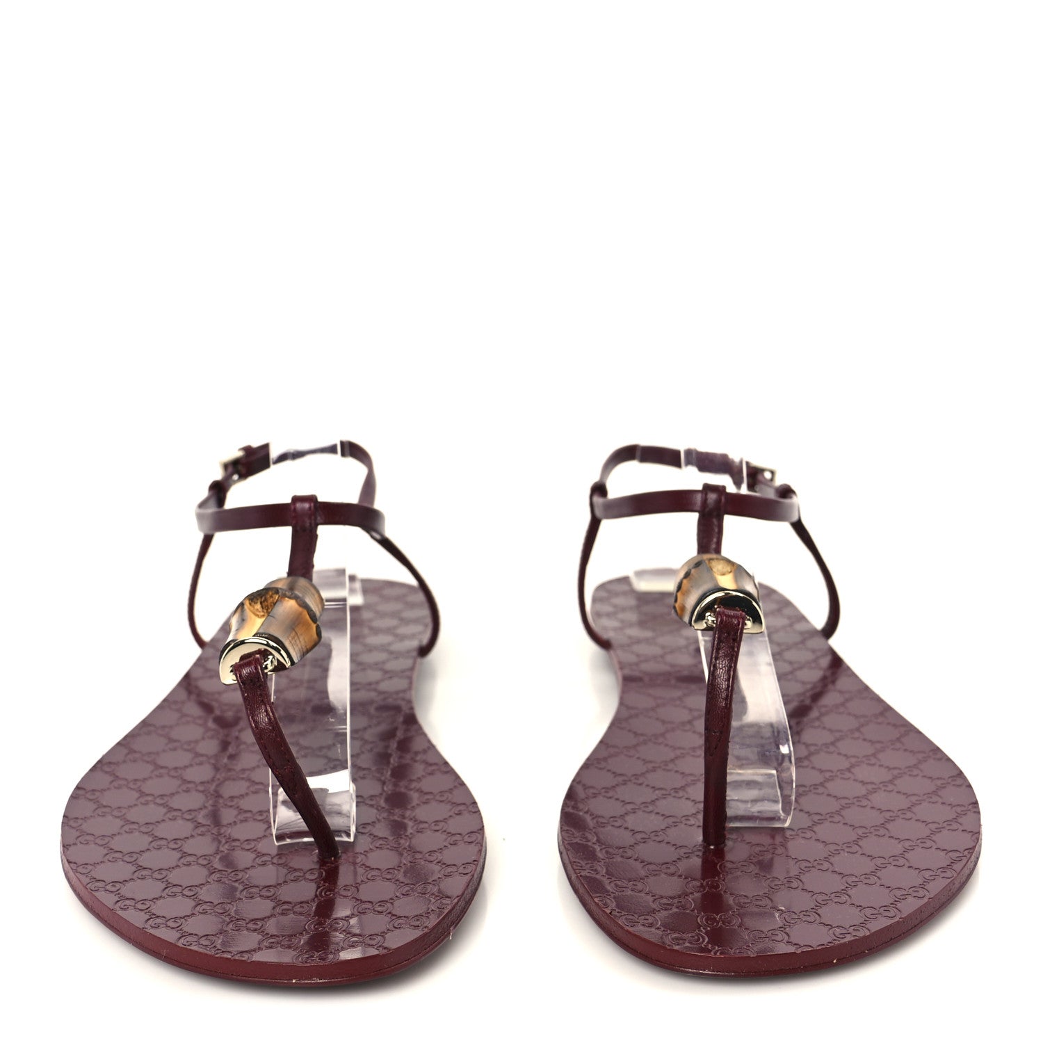 Calfskin Guccissima Bamboo Womens Susanna Sandals 39 Rosso Ancora