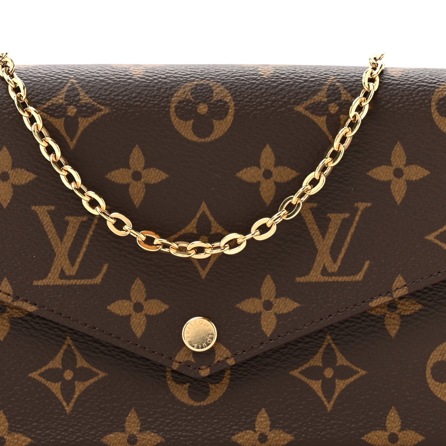 Monogram Pochette Felicie Chain Wallet Fuchsia