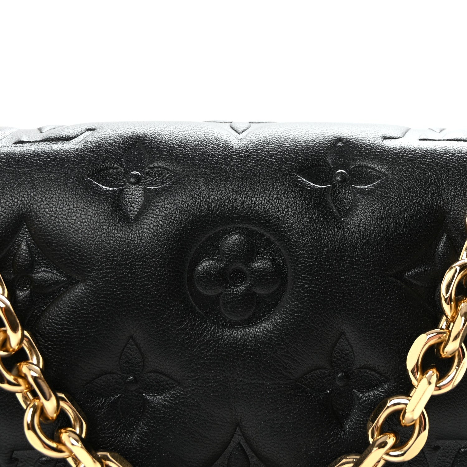 Lambskin Embossed Monogram Pochette Coussin Black