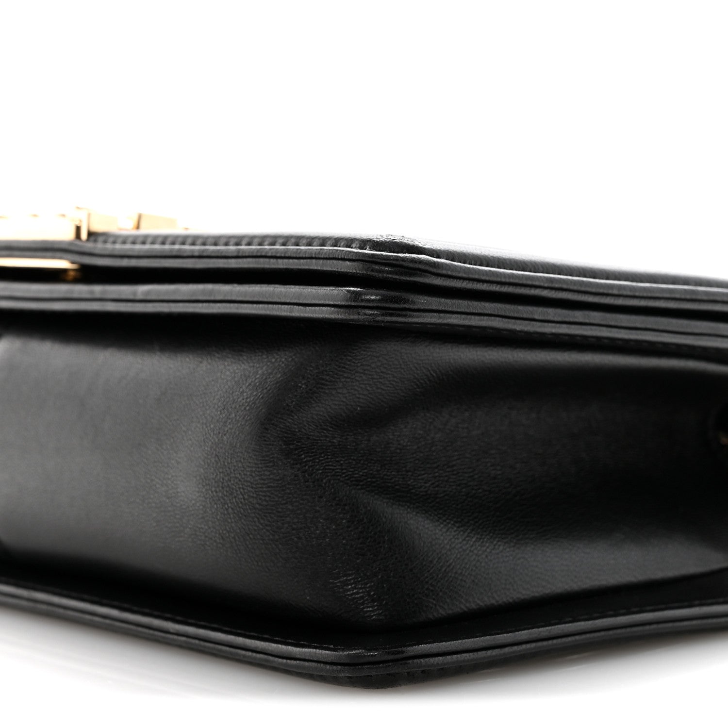 Calfskin Chevron Quilted Medium Boy Flap Black