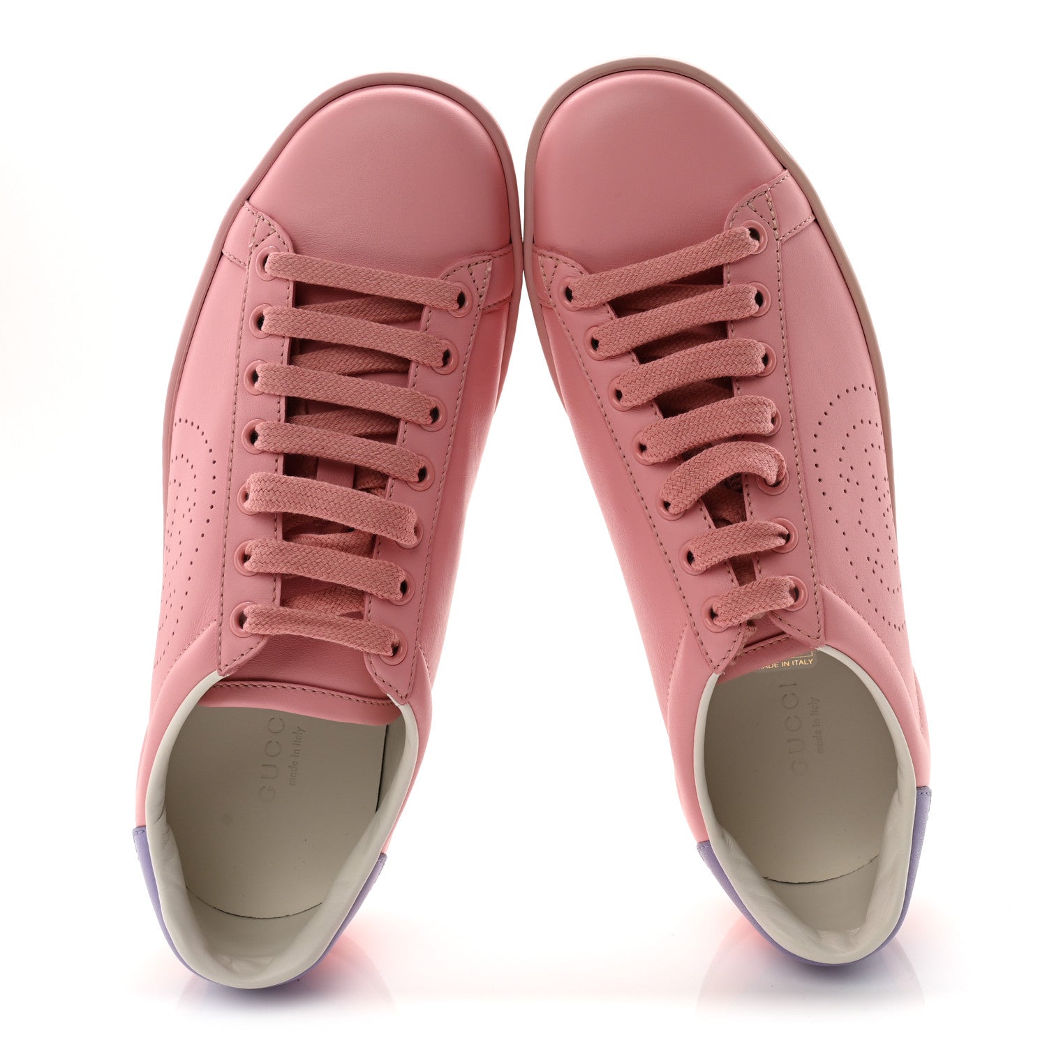 Miro Soft Calfskin Interlocking G Perforated Womens Ace Sneakers 36.5 Wild Rose Lapis