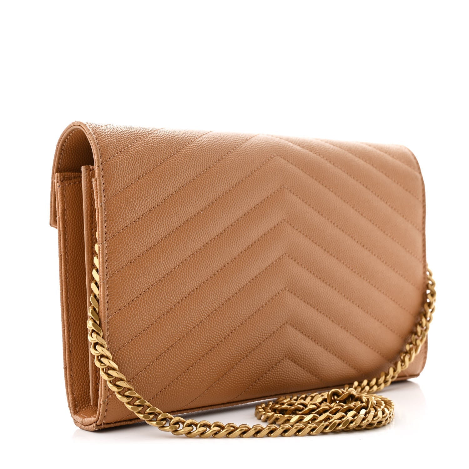 Grain De Poudre Matelasse Chevron Monogram Chain Wallet Dune