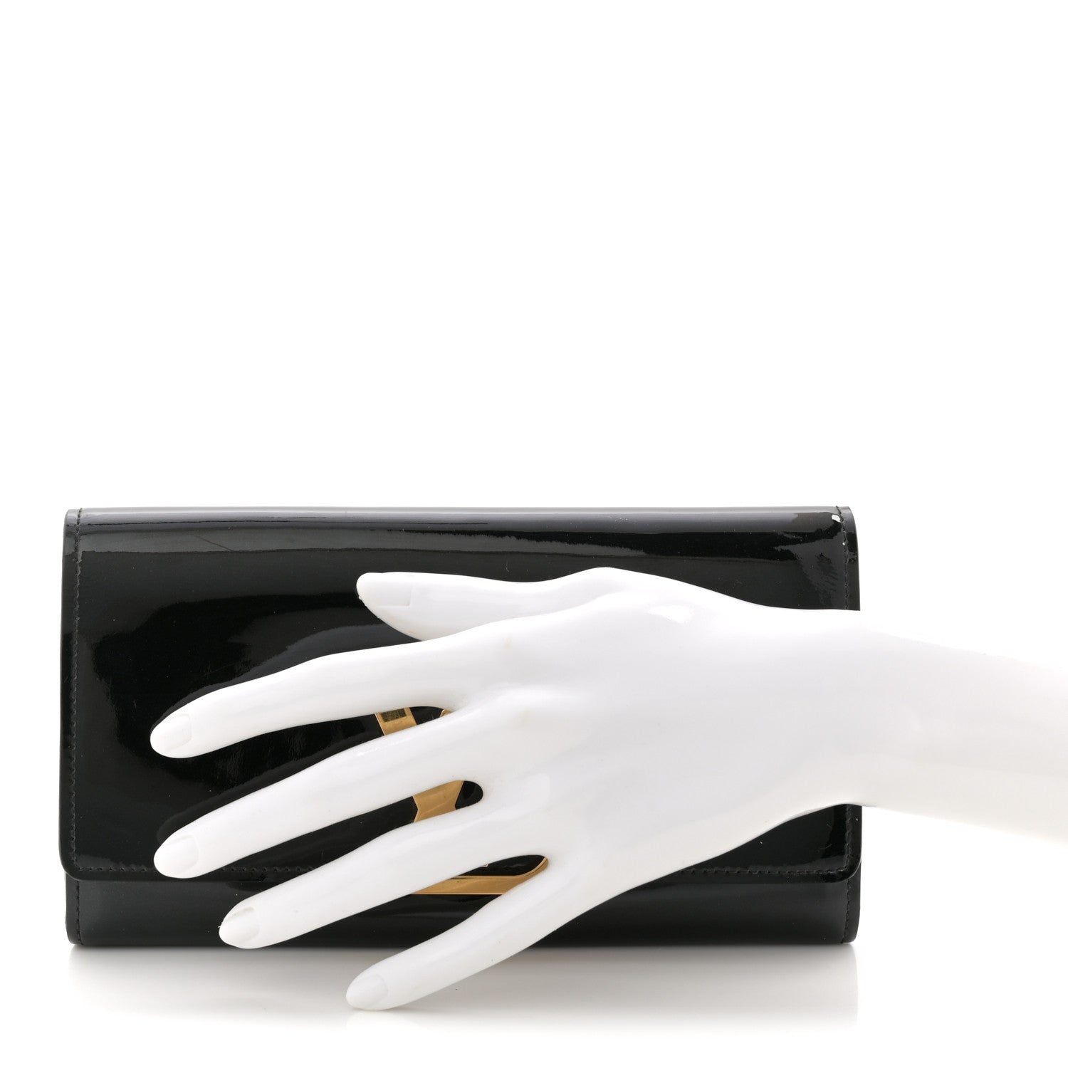 Patent Louise Clutch Black