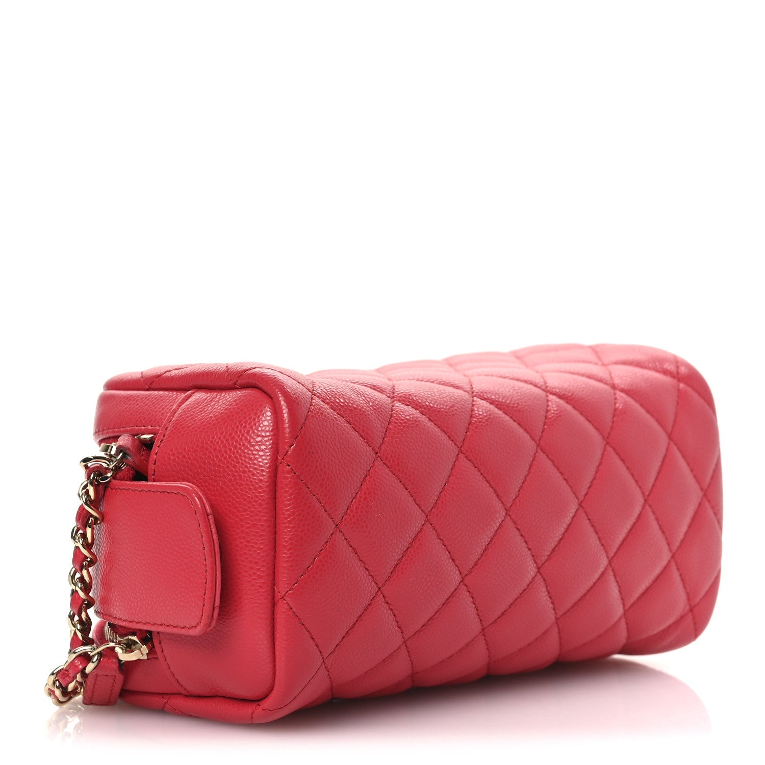 Caviar Quilted Toiletry Case With Chain Dark Pink