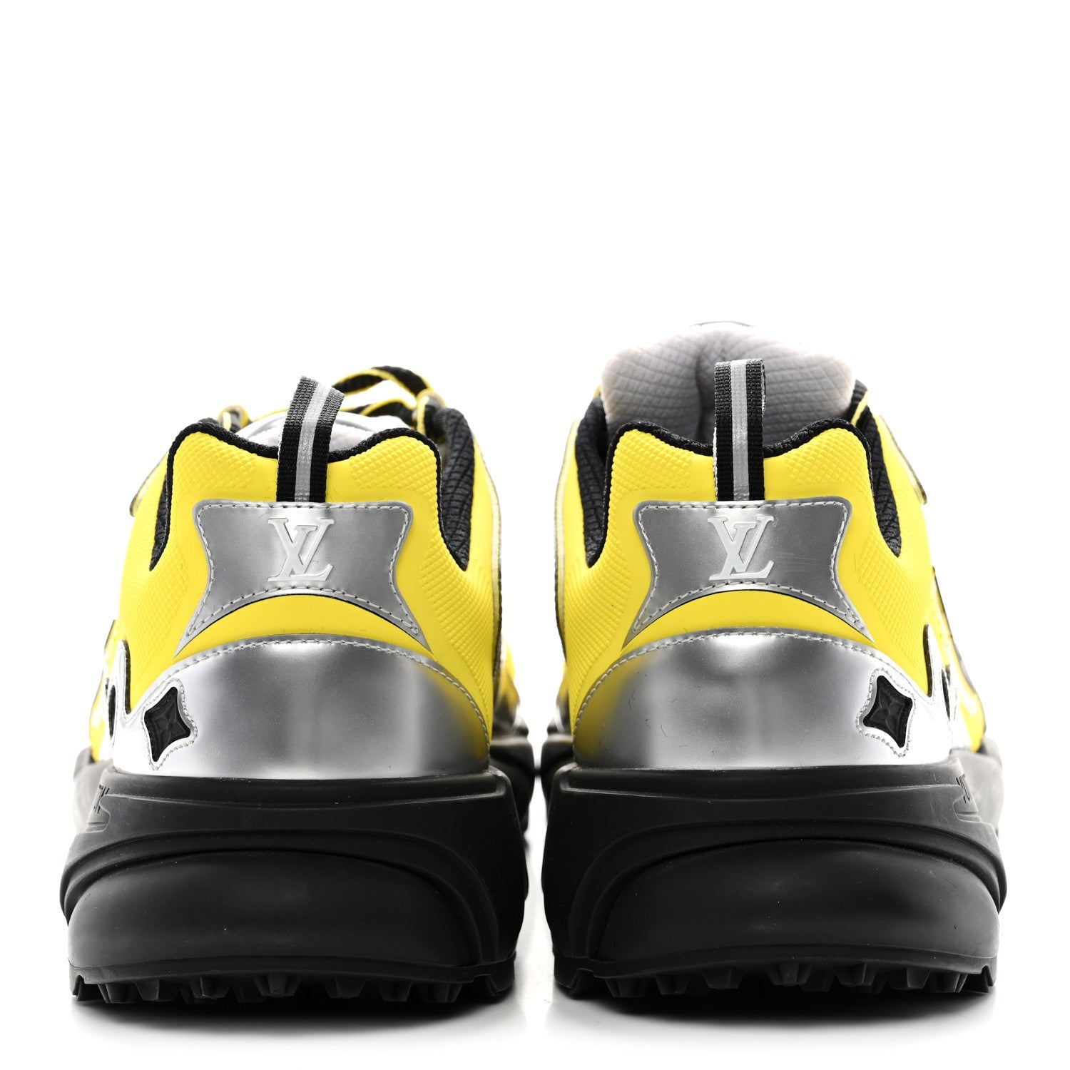 Metallic Calfskin Mesh Mens LV Runner Tatic Sneakers 8 Yellow