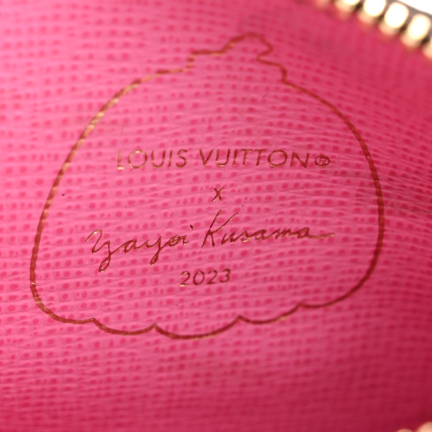 LV X YK Monogram Kusama Pumpkin Zipped Romy Card Holder