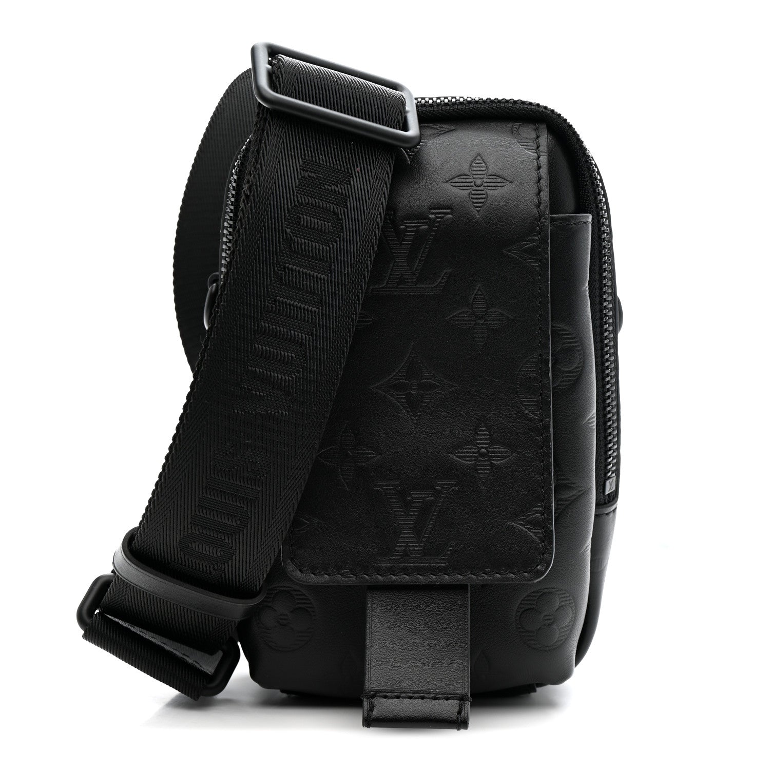 Calfskin Monogram Shadow Double Phone Pouch NM Black
