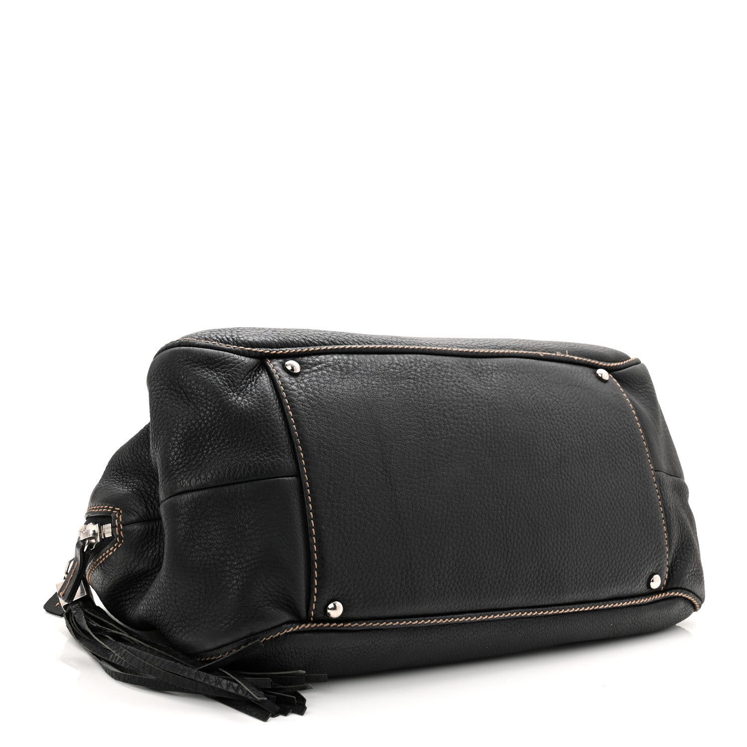 Calfskin Large Tassel Bowler Black