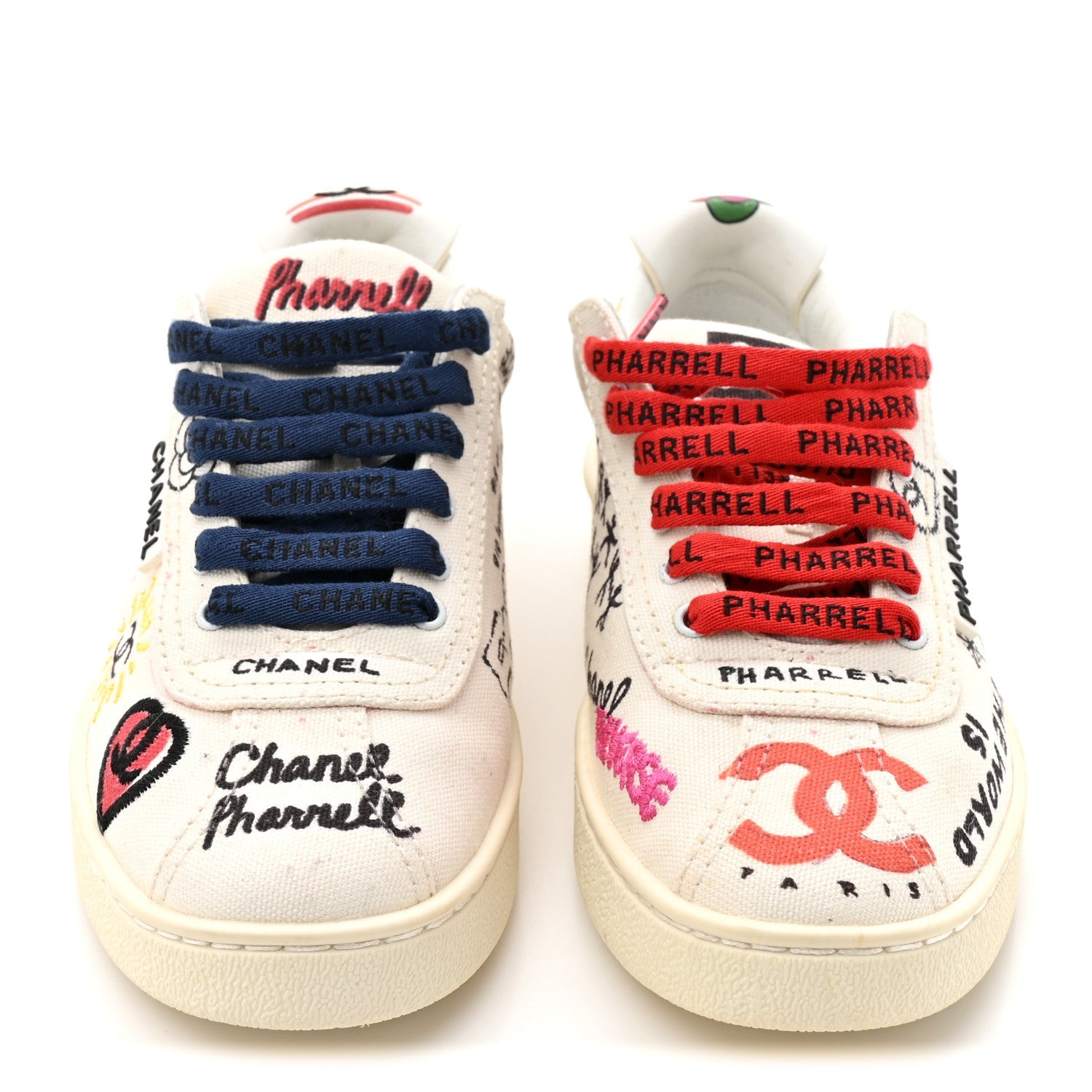 x Pharrell Williams Canvas Womens Sneakers 35 White Multicolor