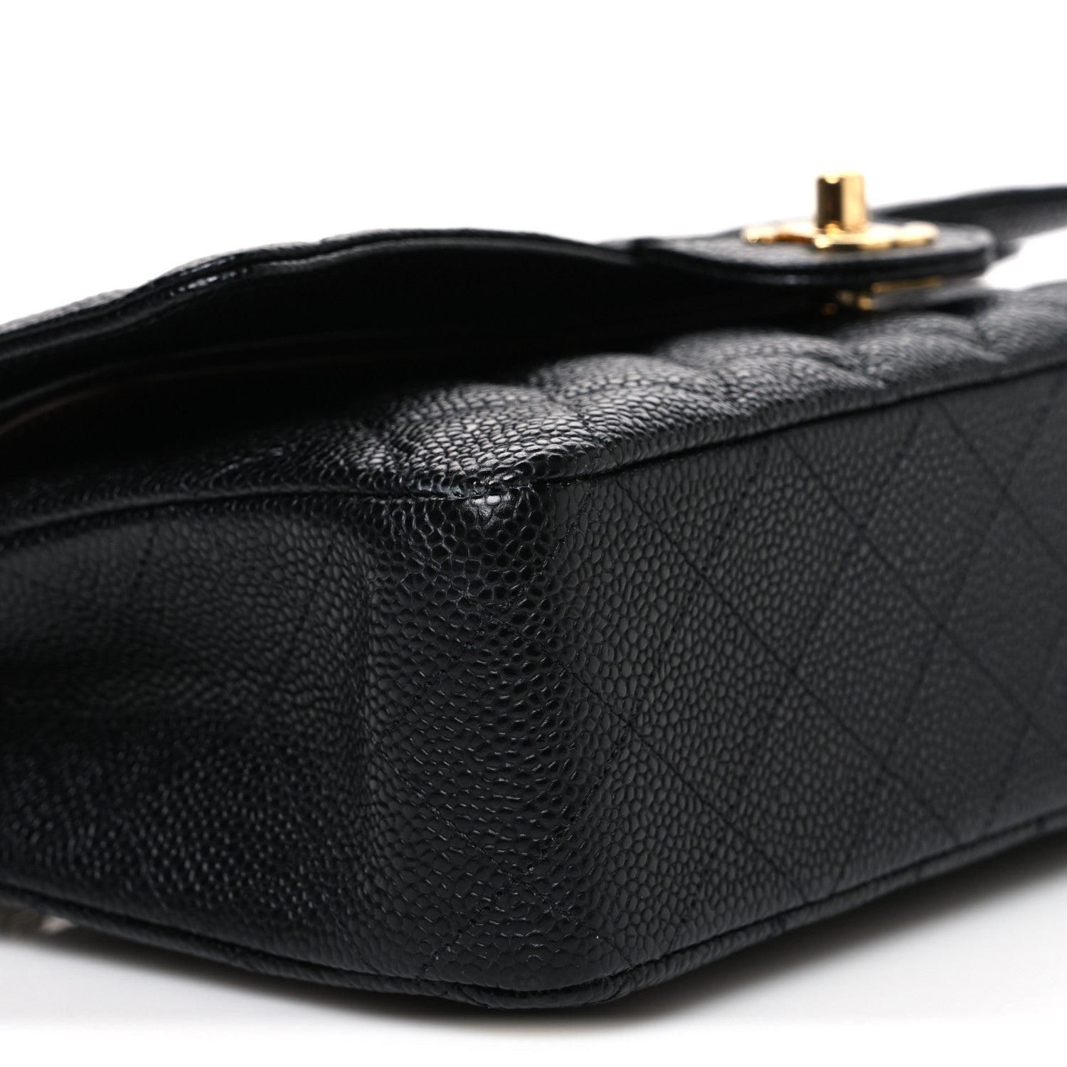 Caviar Quilted Medium Double Flap Black