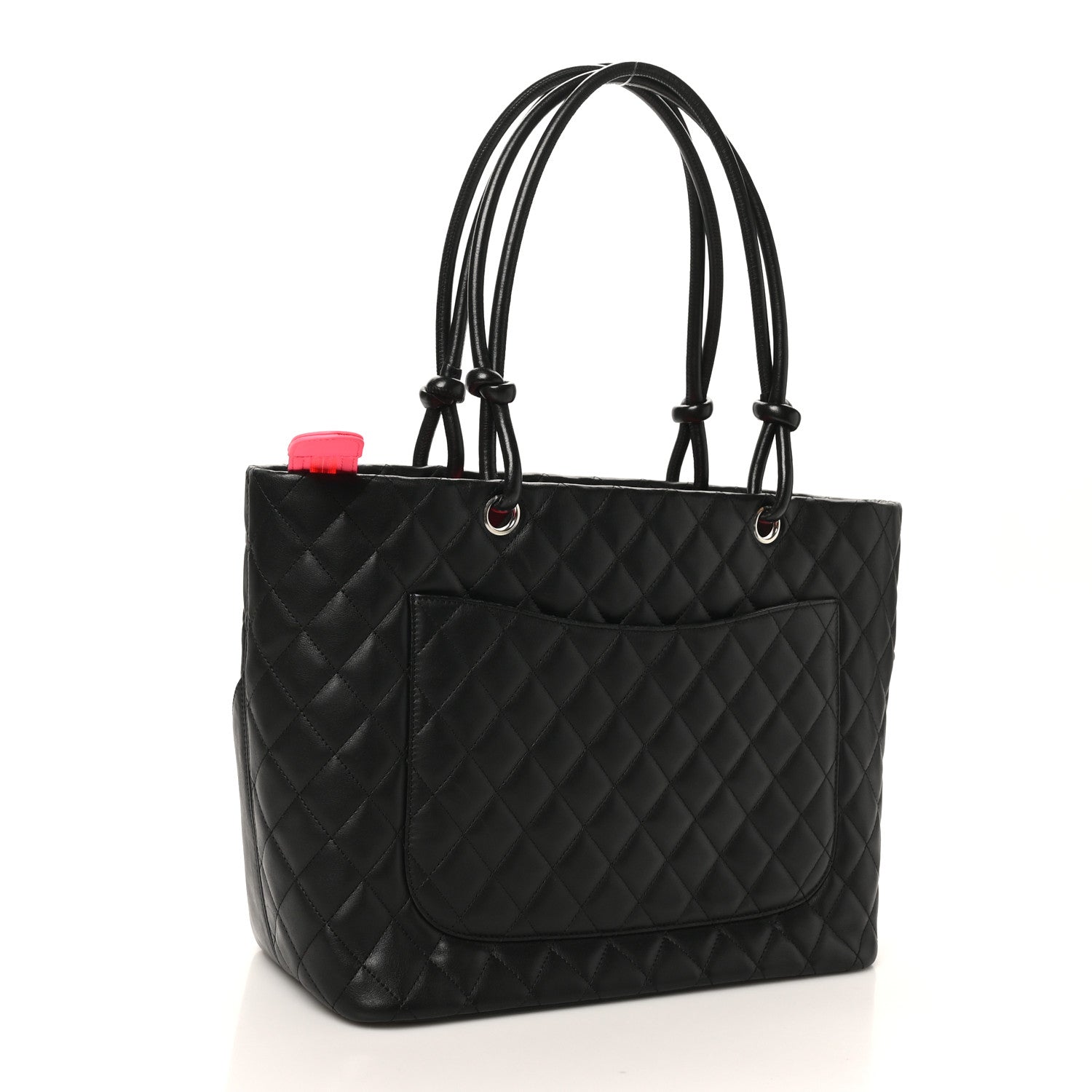 Calfskin Quilted Large Cambon Tote Black White