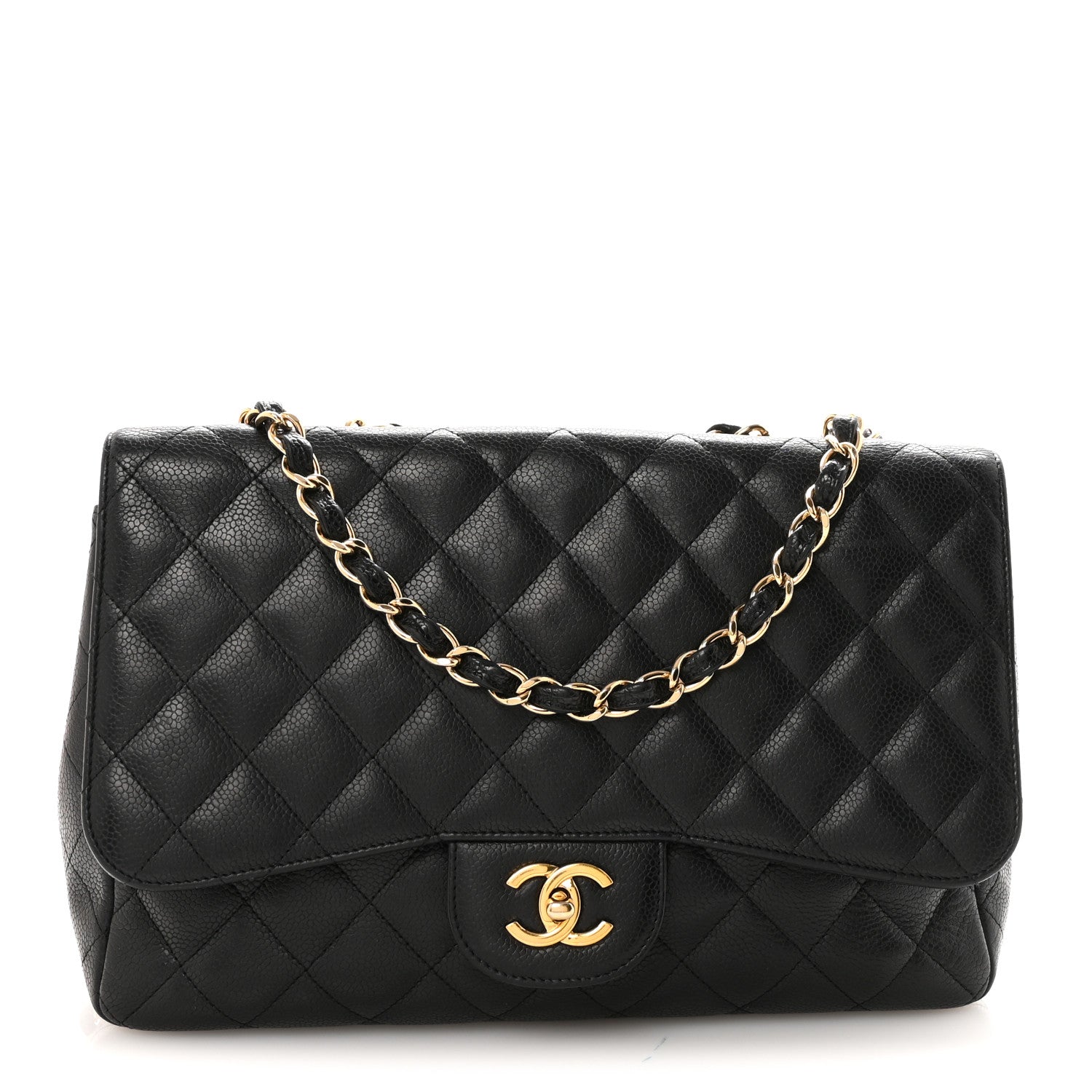 Caviar Quilted Jumbo Single Flap Black