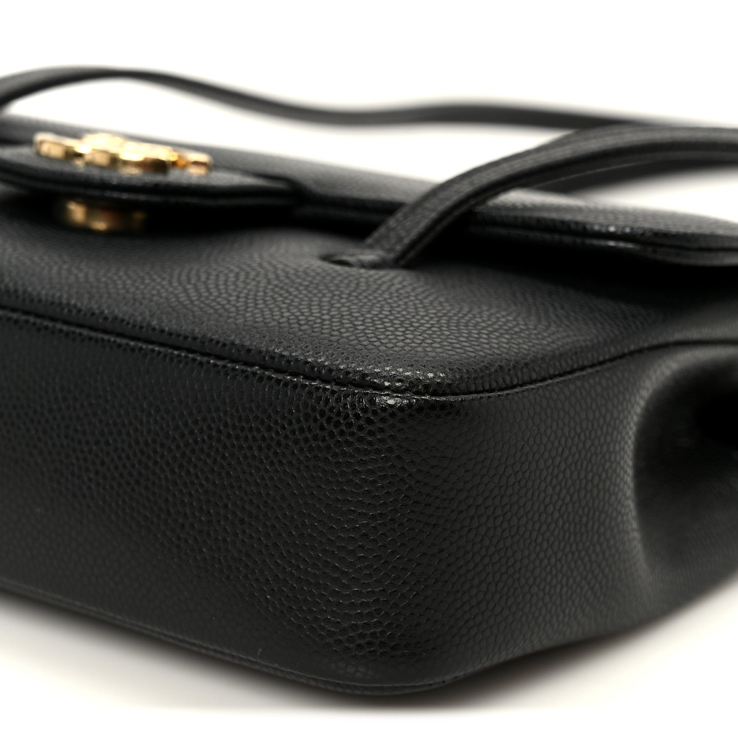 Shiny Caviar Mini Preppy Coco Shoulder Bag Black