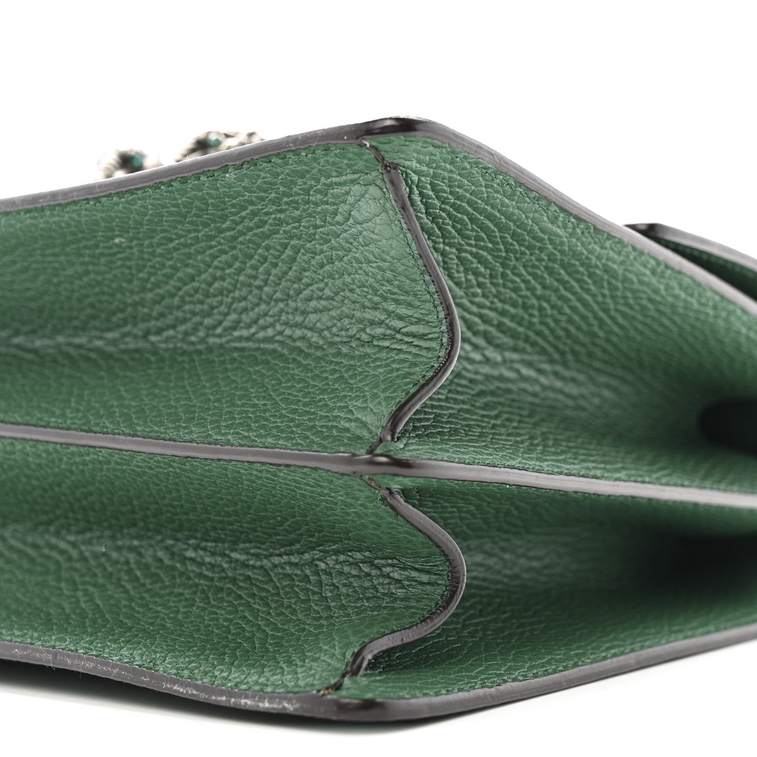 Dollar Calfskin Crystal Web Medium Dionysus Bamboo Top Handle Bag Emerald