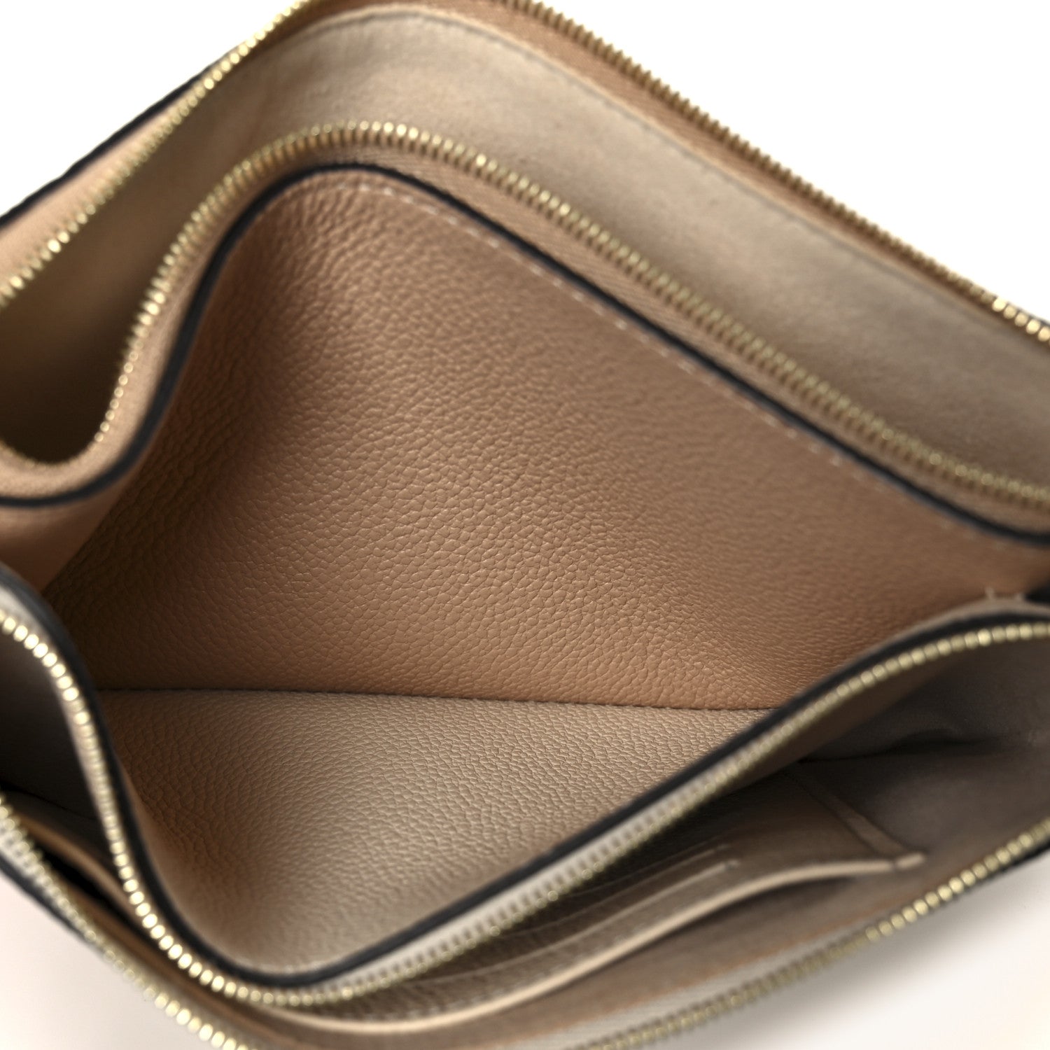 Empreinte Double Zip Pochette Beige Rose Creme