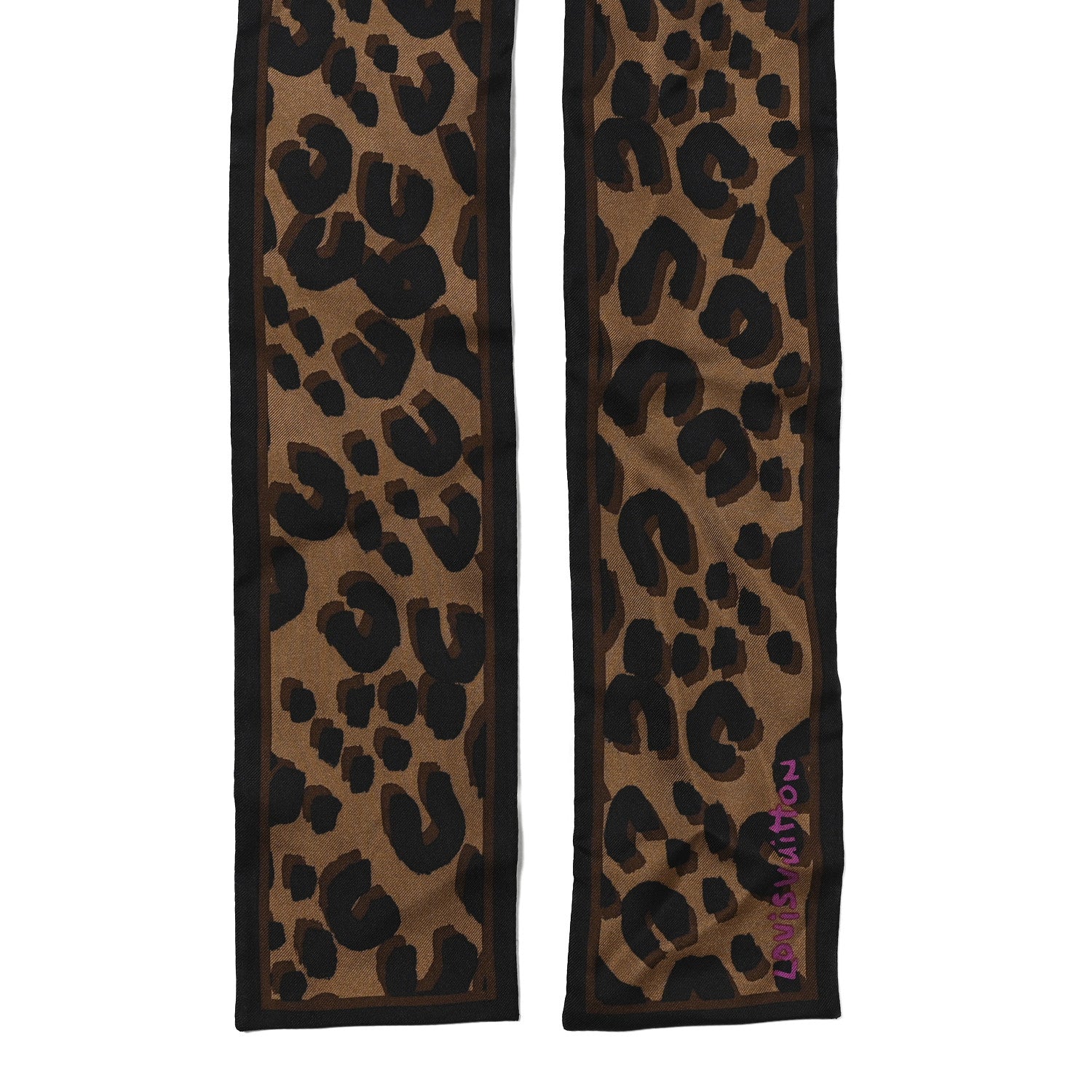 Silk Leopard Bandeau Scarf Marron