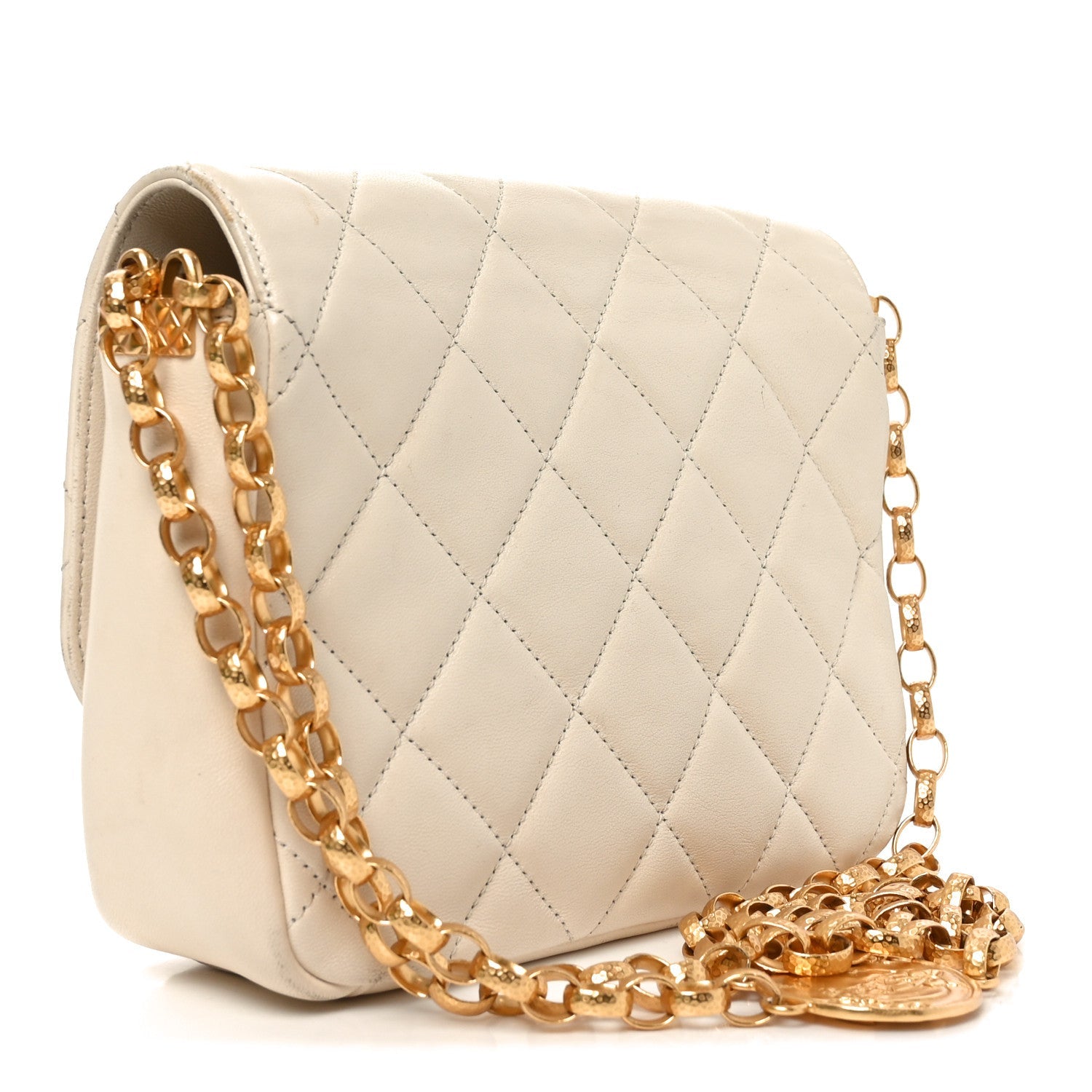 Lambskin Quilted CC Coin Flap Bag White
