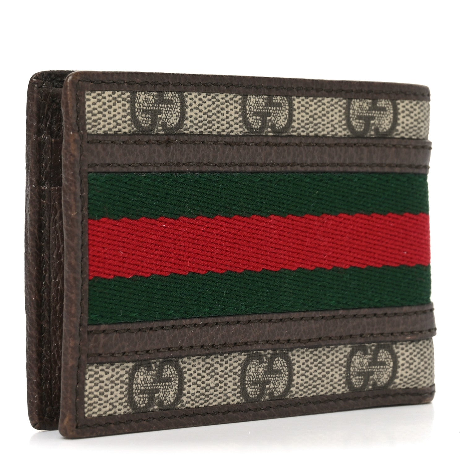 GG Supreme Monogram Web Mens Ophidia Bi-Fold Wallet Beige New Acero