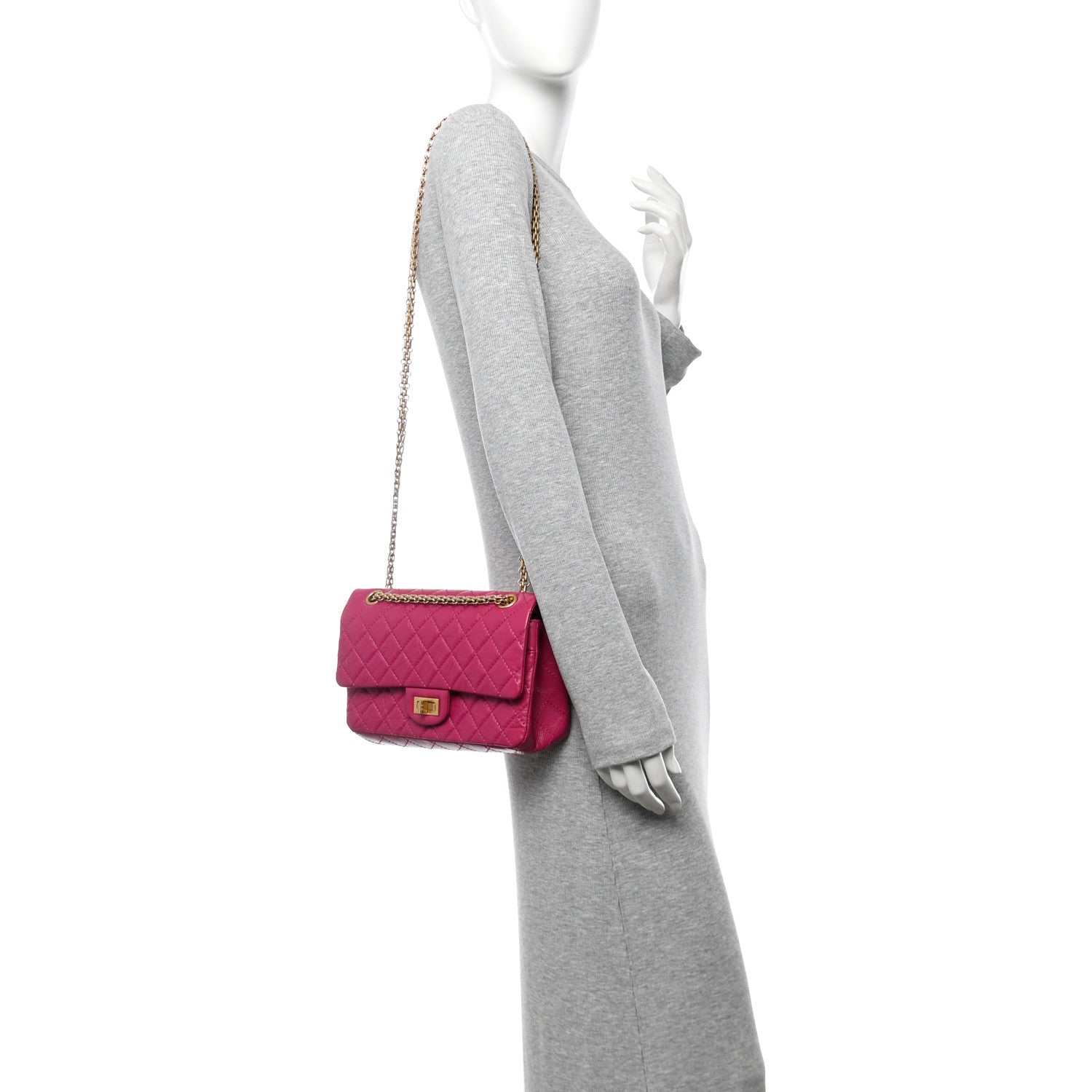 Aged Calfskin Quilted 2.55 Reissue 225 Flap Fuchsia