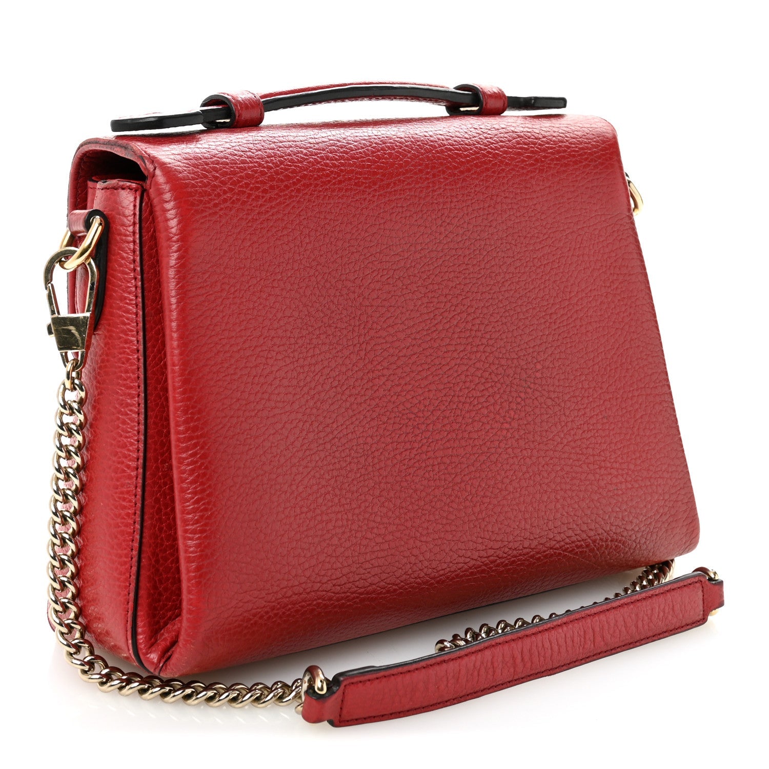 Dollar Calfskin Interlocking G Top Handle Shoulder Bag Red