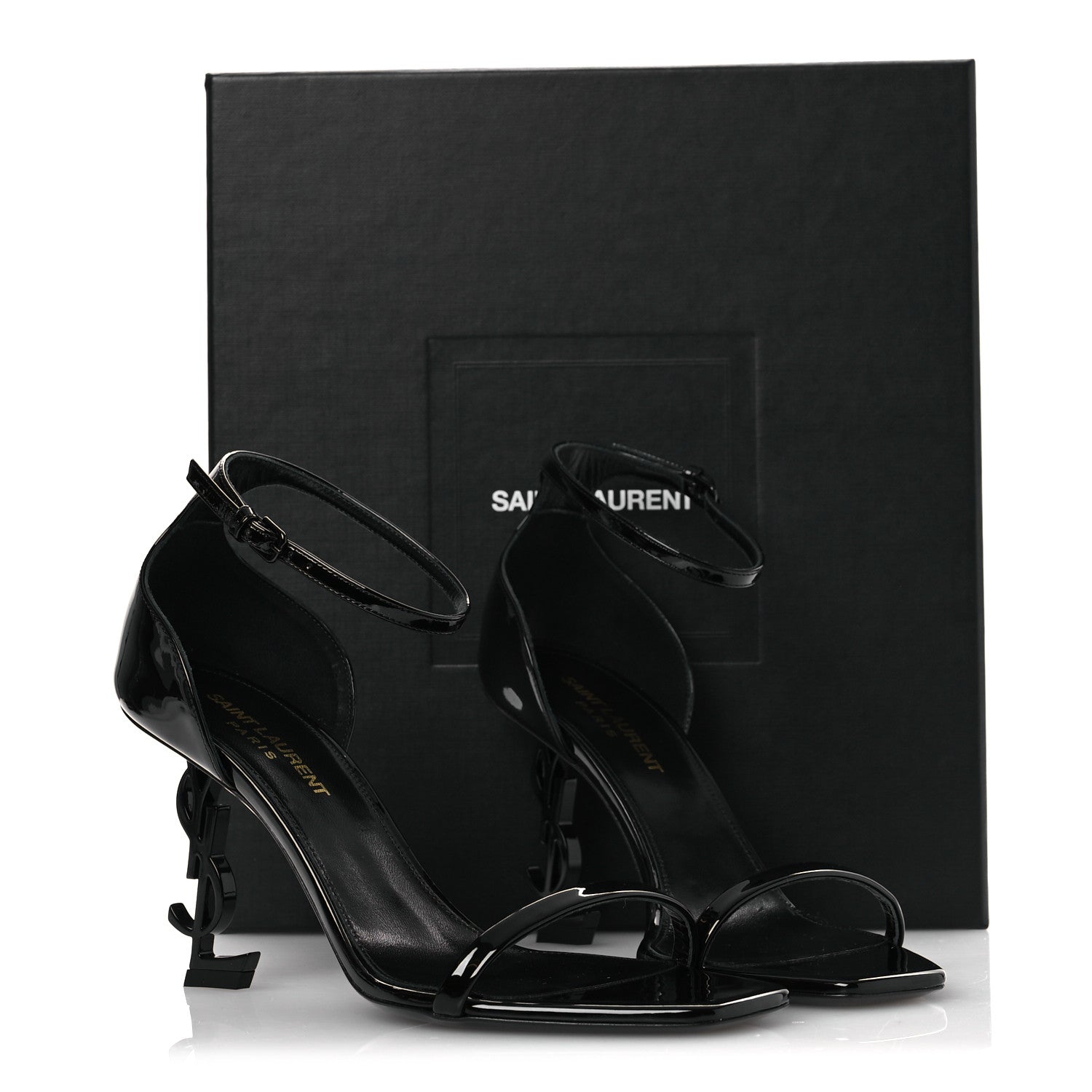 Patent Calfskin Opyum 85 Sandals 37.5 Black