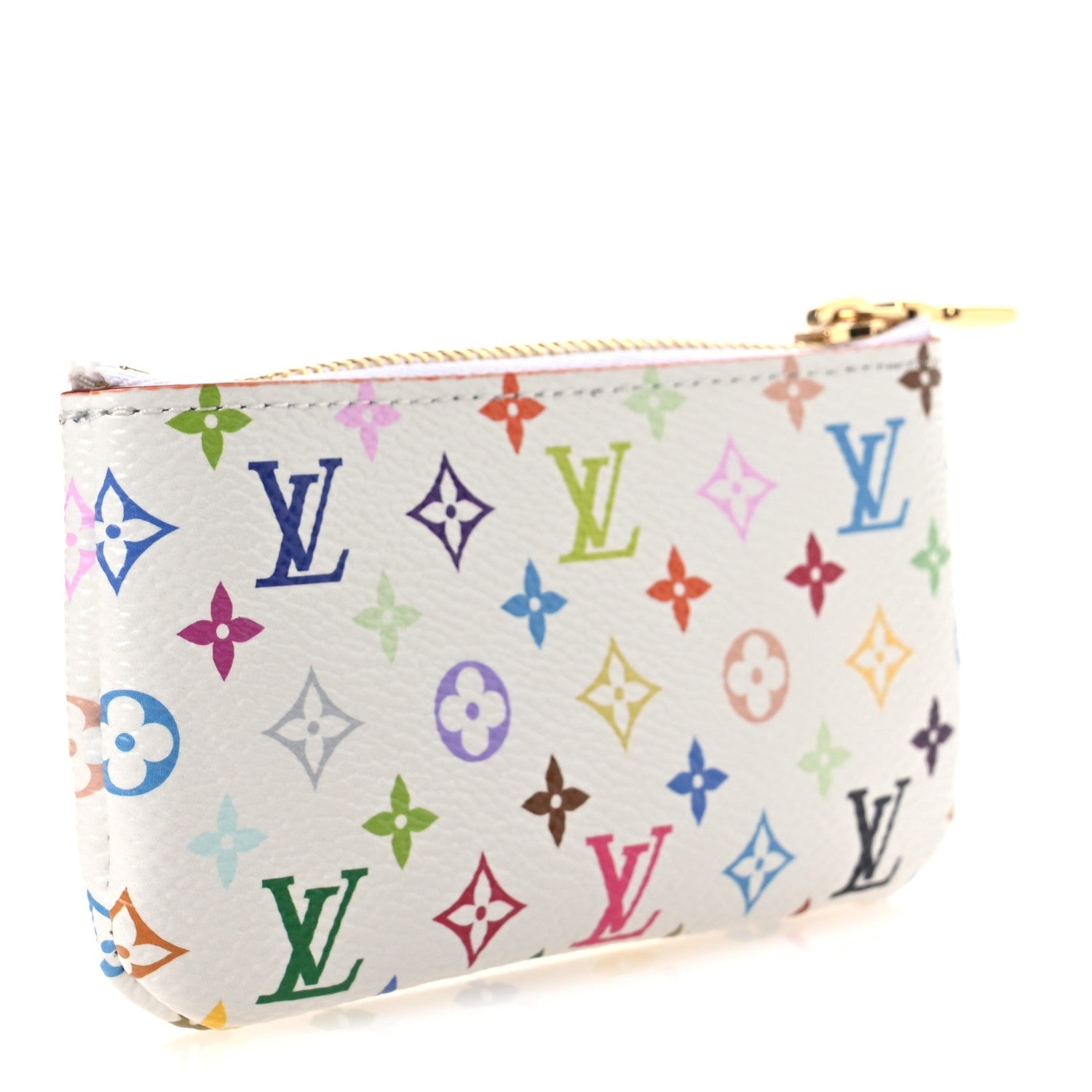 LV X TM Monogram Multicolor Key Pouch White