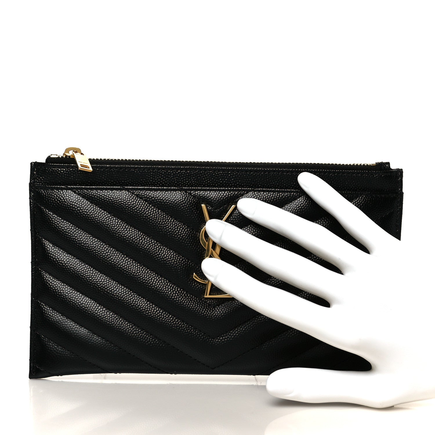 Grain De Poudre Chevron Monogram Bill Pouch Black