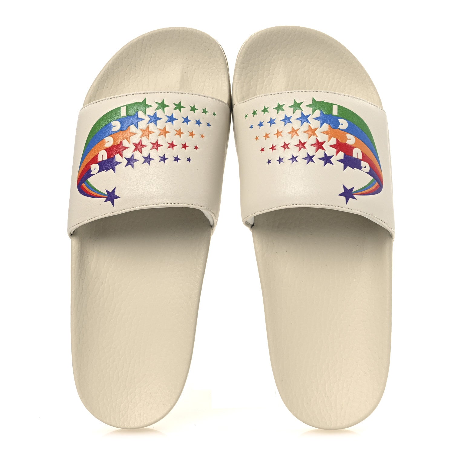 Nappa Interlocking G Rainbow Womens Pursuit Slide Sandals 41 Mystic White