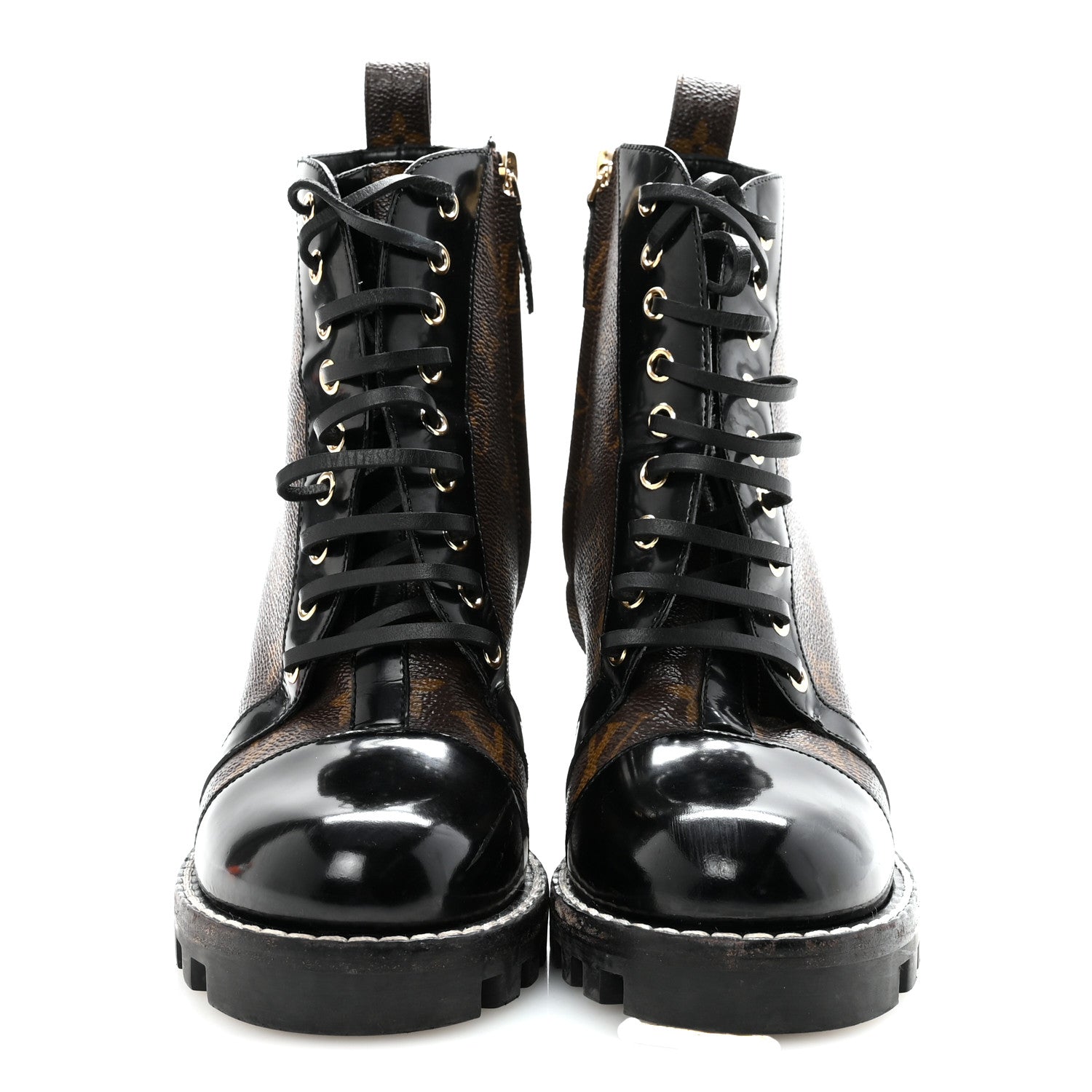 Patent Calfskin Monogram Star Trail Ankle Boots 38 Black