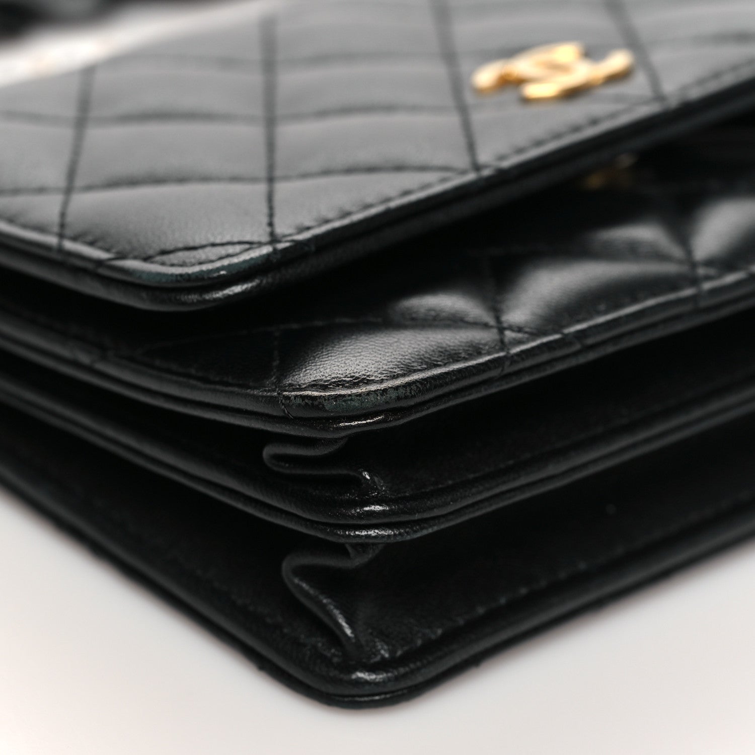 Lambskin Quilted Mini Romance Wallet On Chain WOC Black