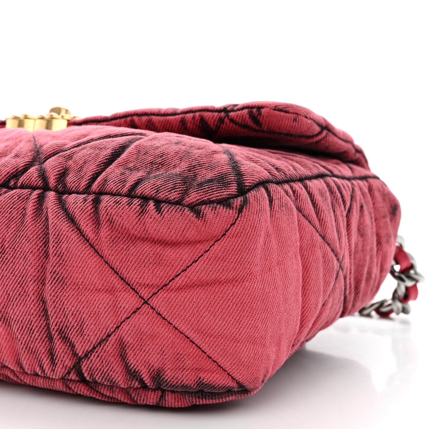 Washed Denim Quilted Medium Chanel 19 Flap Pink