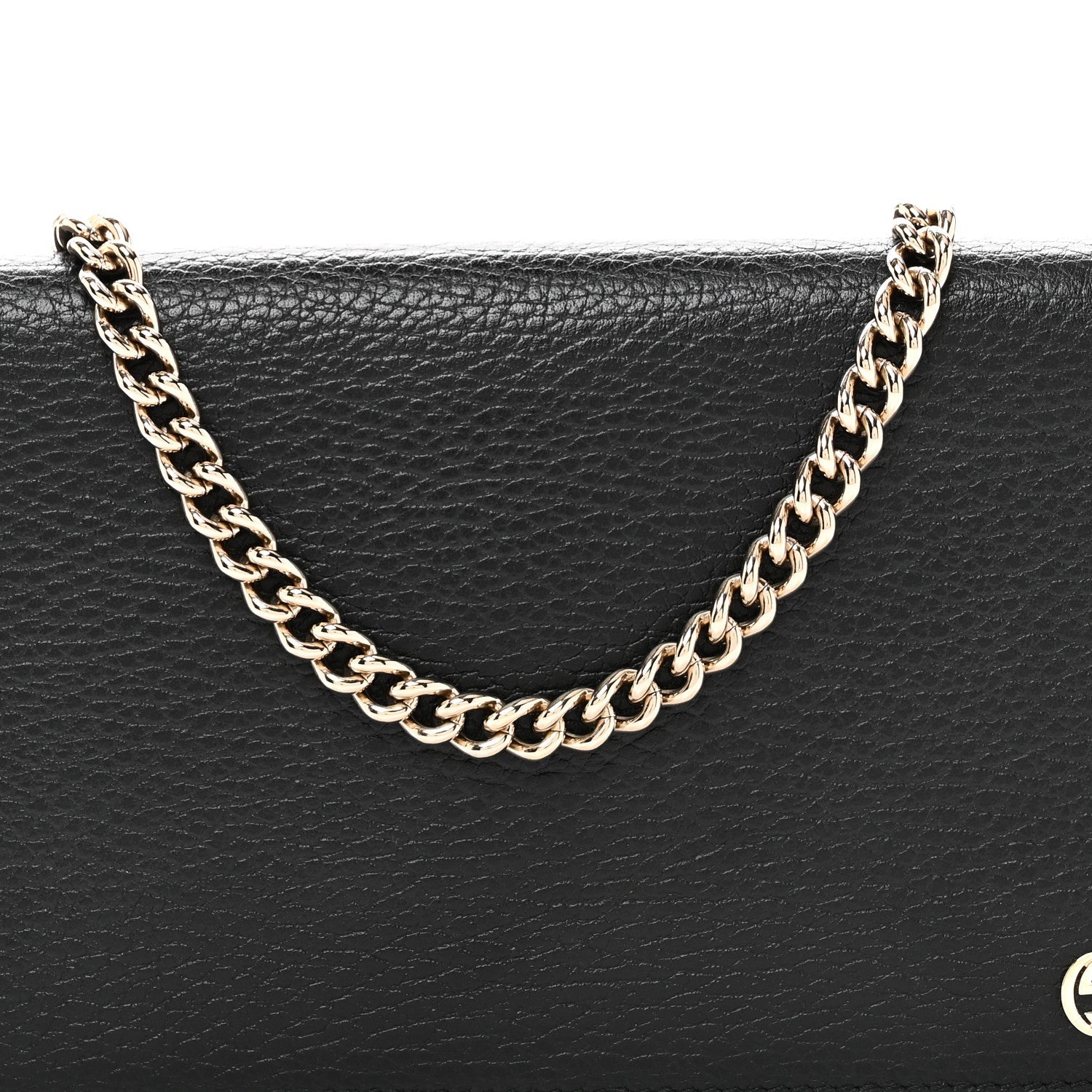 Dollar Calfskin Medium Betty Chain Wallet Black
