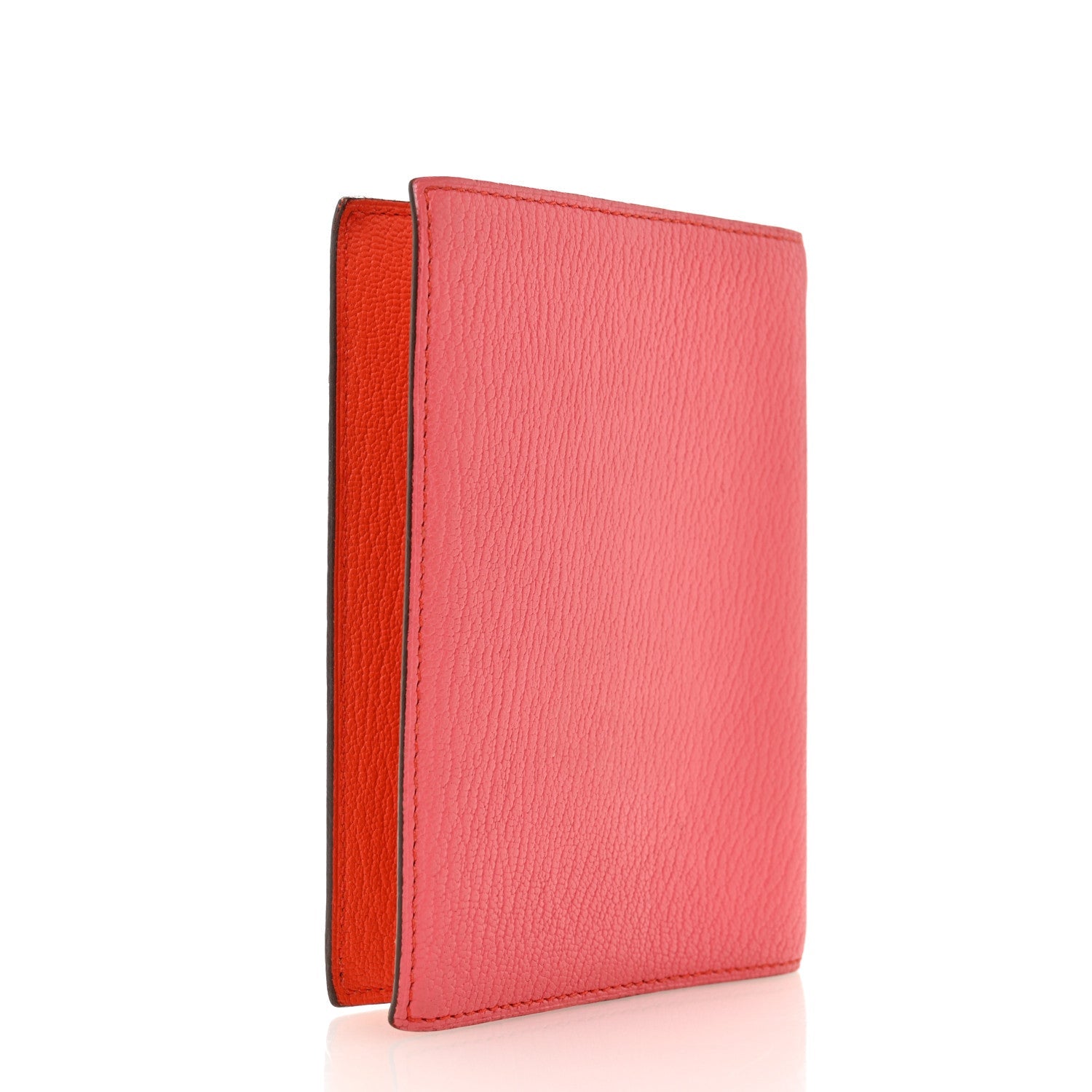 Chevre Mysore Bi-Color Globe Trotter Agenda Cover PM Rose Lipstick Orange Poppy