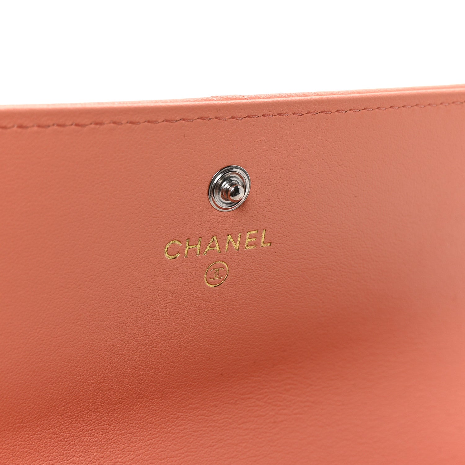 Lambskin Quilted Chanel 19 Flap Wallet Light Orange