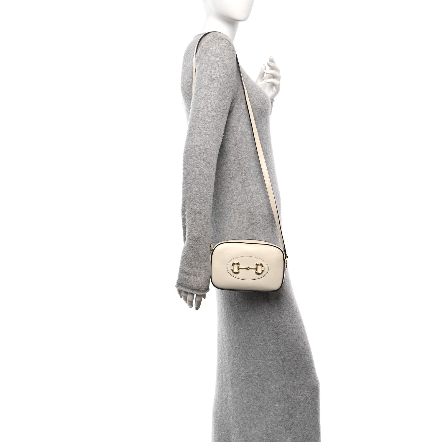 Azalea Calfskin Mini Horsebit 1955 Camera Shoulder Bag Mystic White