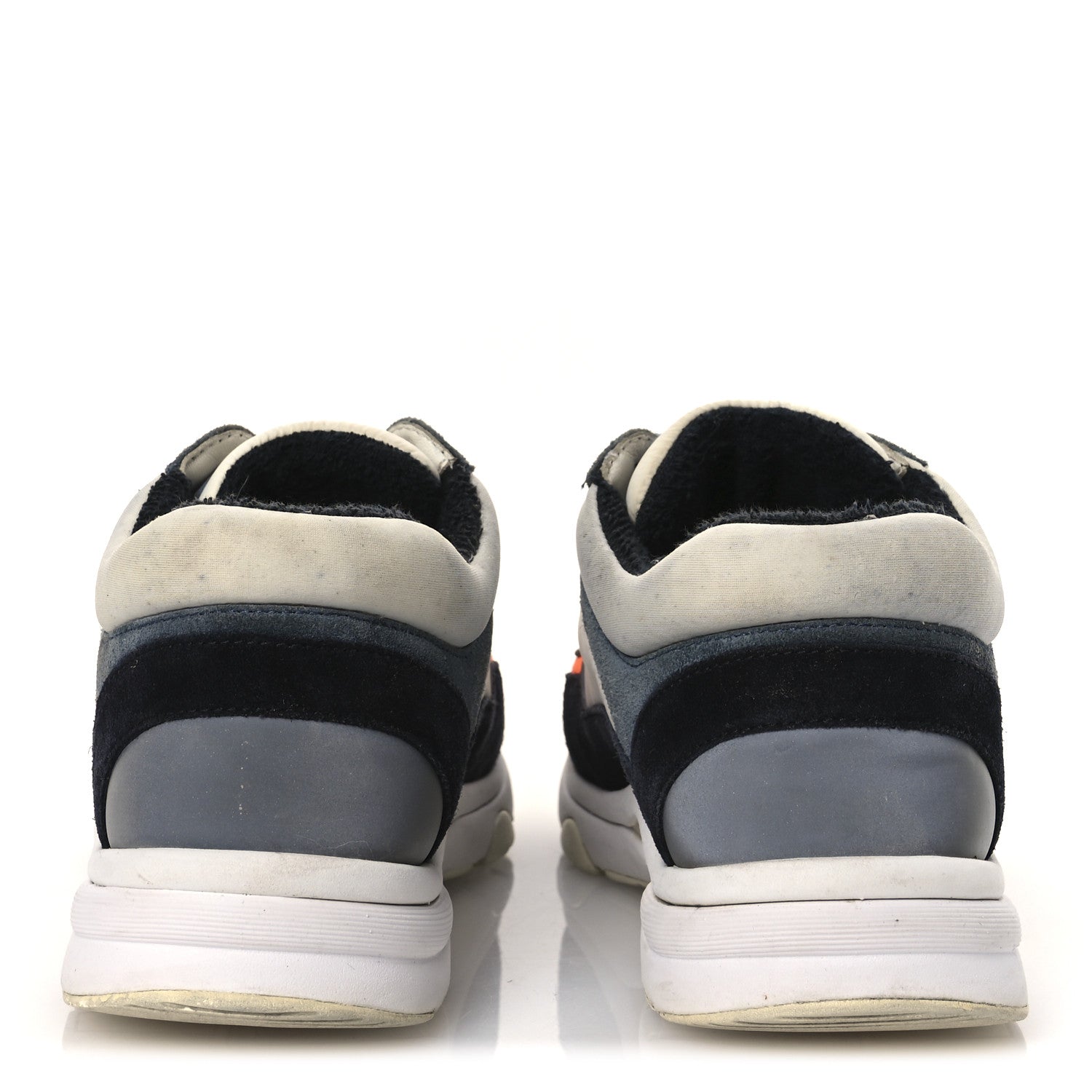Nylon Calfskin Suede CC Womens Sneakers 35.5 Navy White Orange Black