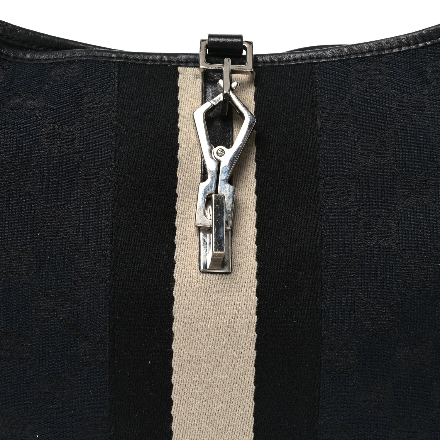 Monogram Lobster Clasp Jackie O Hobo Black