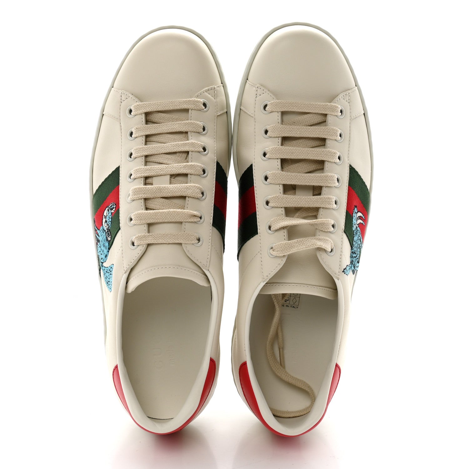 X FREYA HARTAS Calfskin Miro Soft Web Mythical Creature Embroidered Mens Ace Sneakers 9.5 New Mystic White