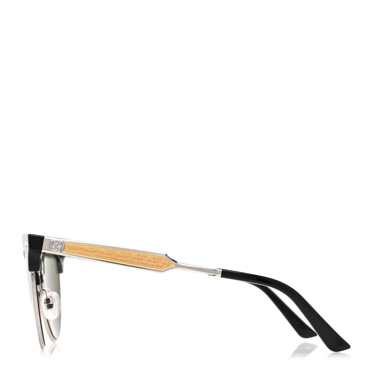 Acetate Damascato Cat Eye Sunglasses GG0055S Black Gold