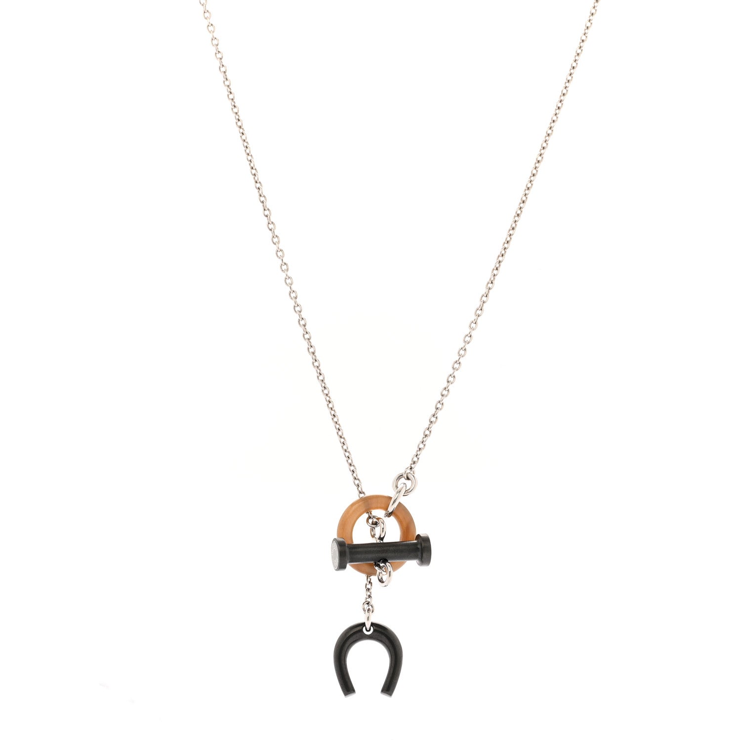Palladium Buffalo Horn Mobile Equestre Necklace